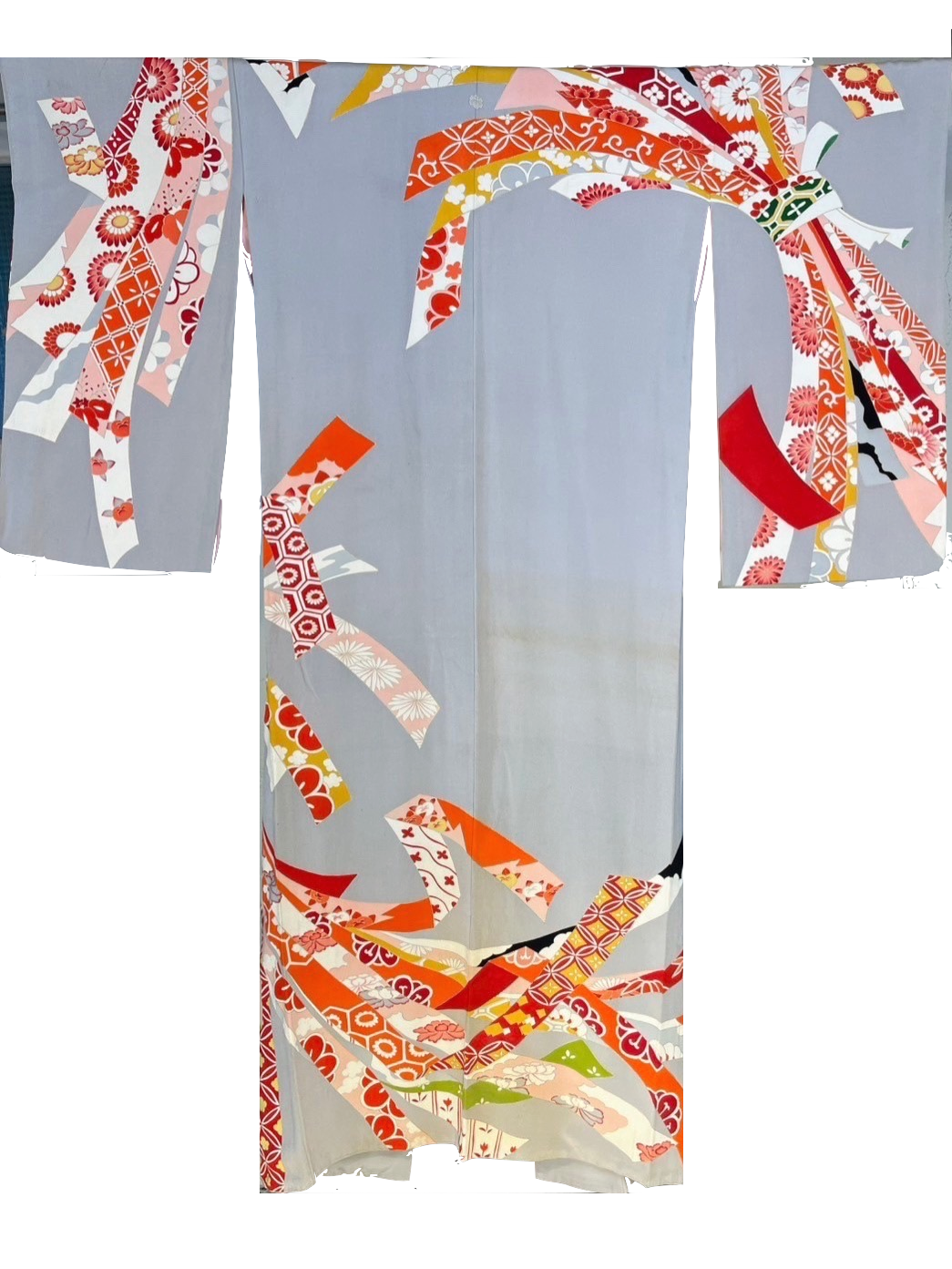 Vintage furisode -Gray & Ribbon-250111FS-002