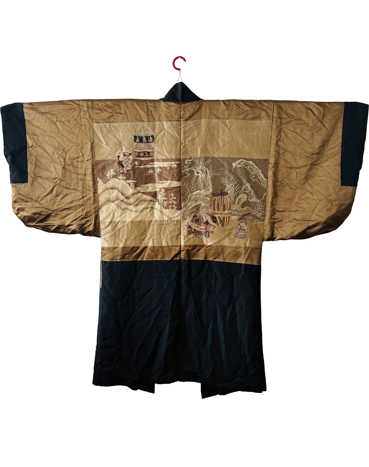 Heren Vintage Zwart Haori - Oosters -