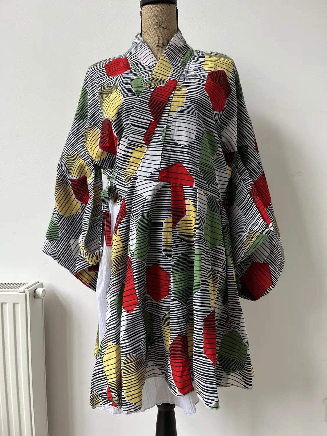 Original Yukata remake dress - Pop color Kikko Pattern-