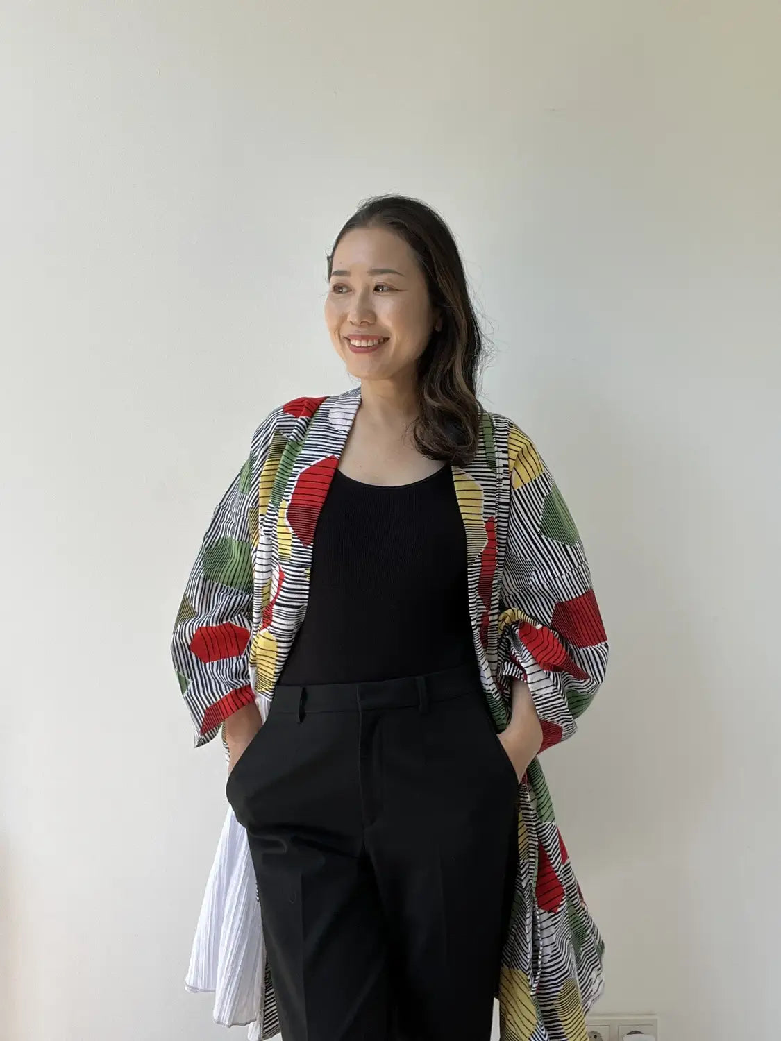 Original Yukata remake dress - Pop color Kikko Pattern-