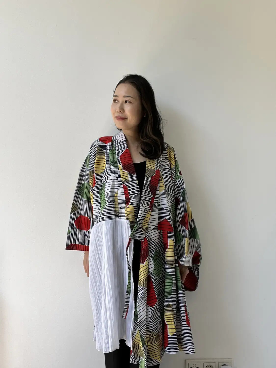 Original Yukata remake dress - Pop color Kikko Pattern-