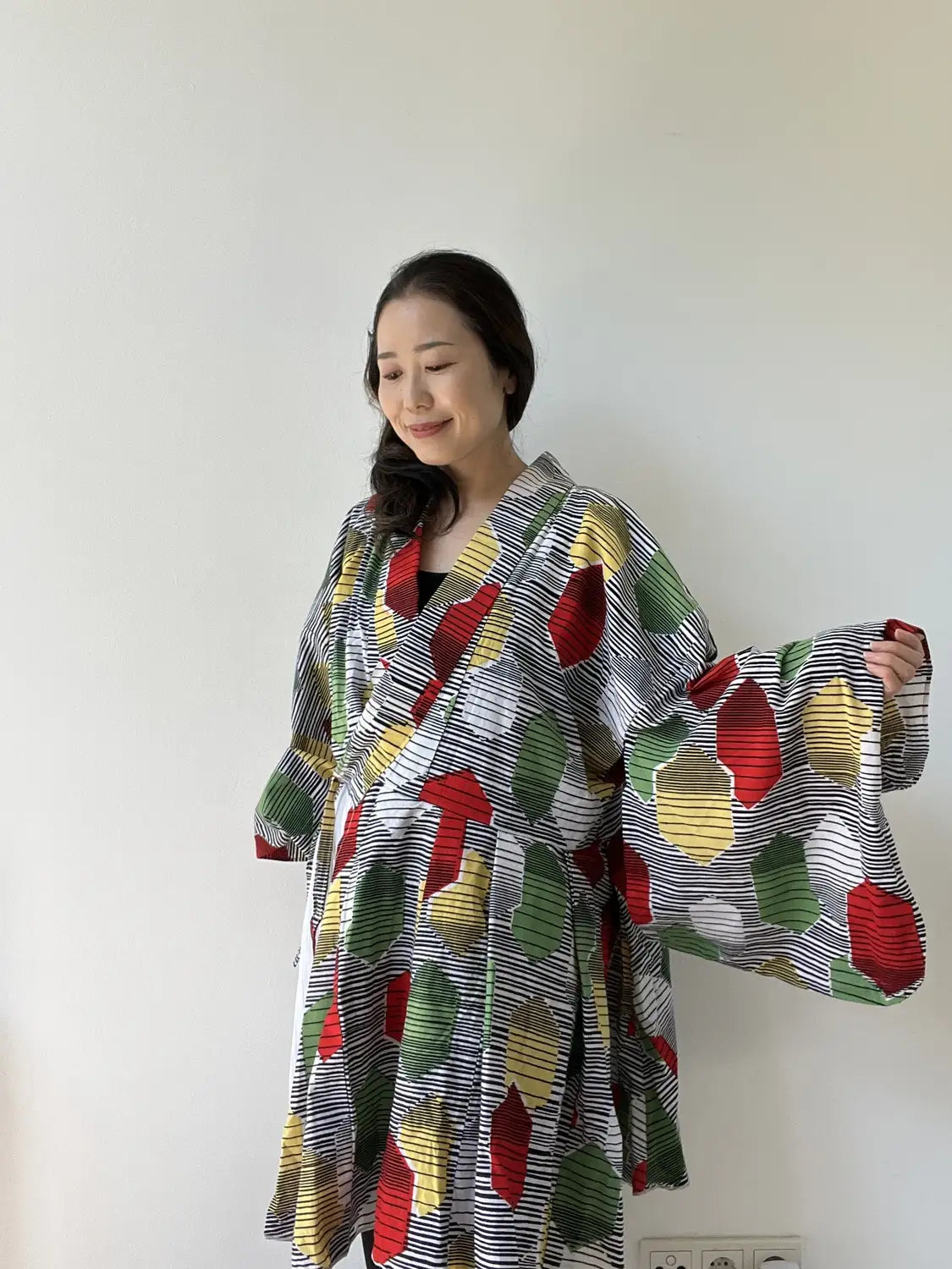 Original Yukata remake dress - Pop color Kikko Pattern-