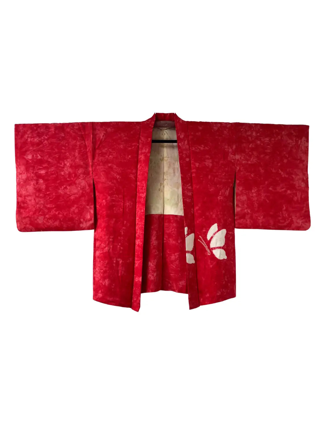 Vintage Color Haori -  Red Shibori Butterfly -