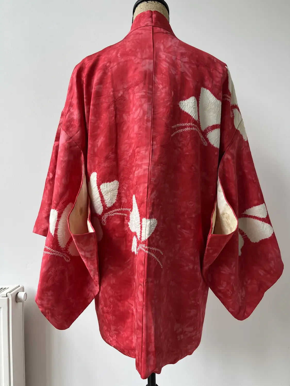 Vintage Color Haori -  Red Shibori Butterfly -