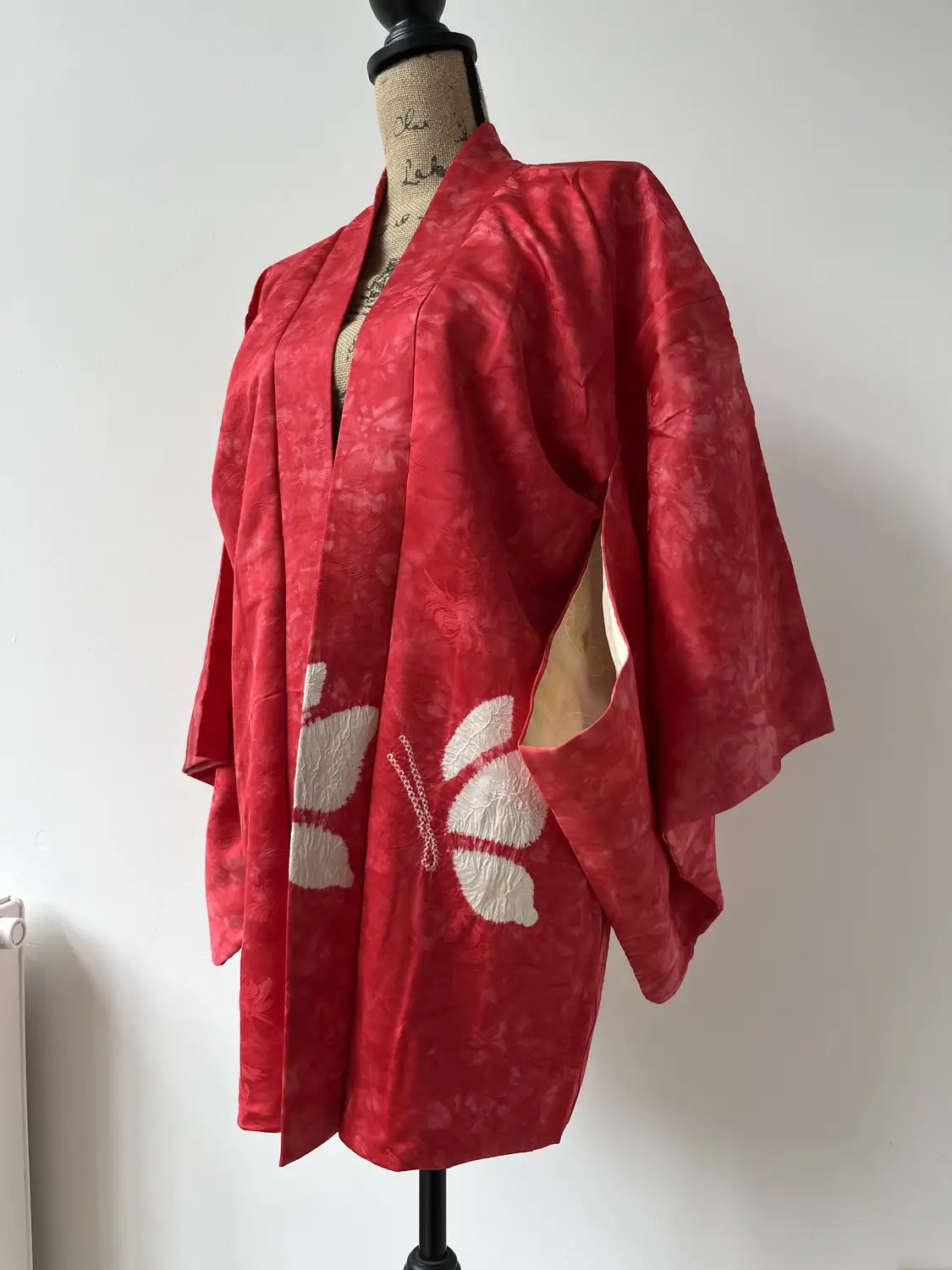 Vintage Color Haori -  Red Shibori Butterfly -