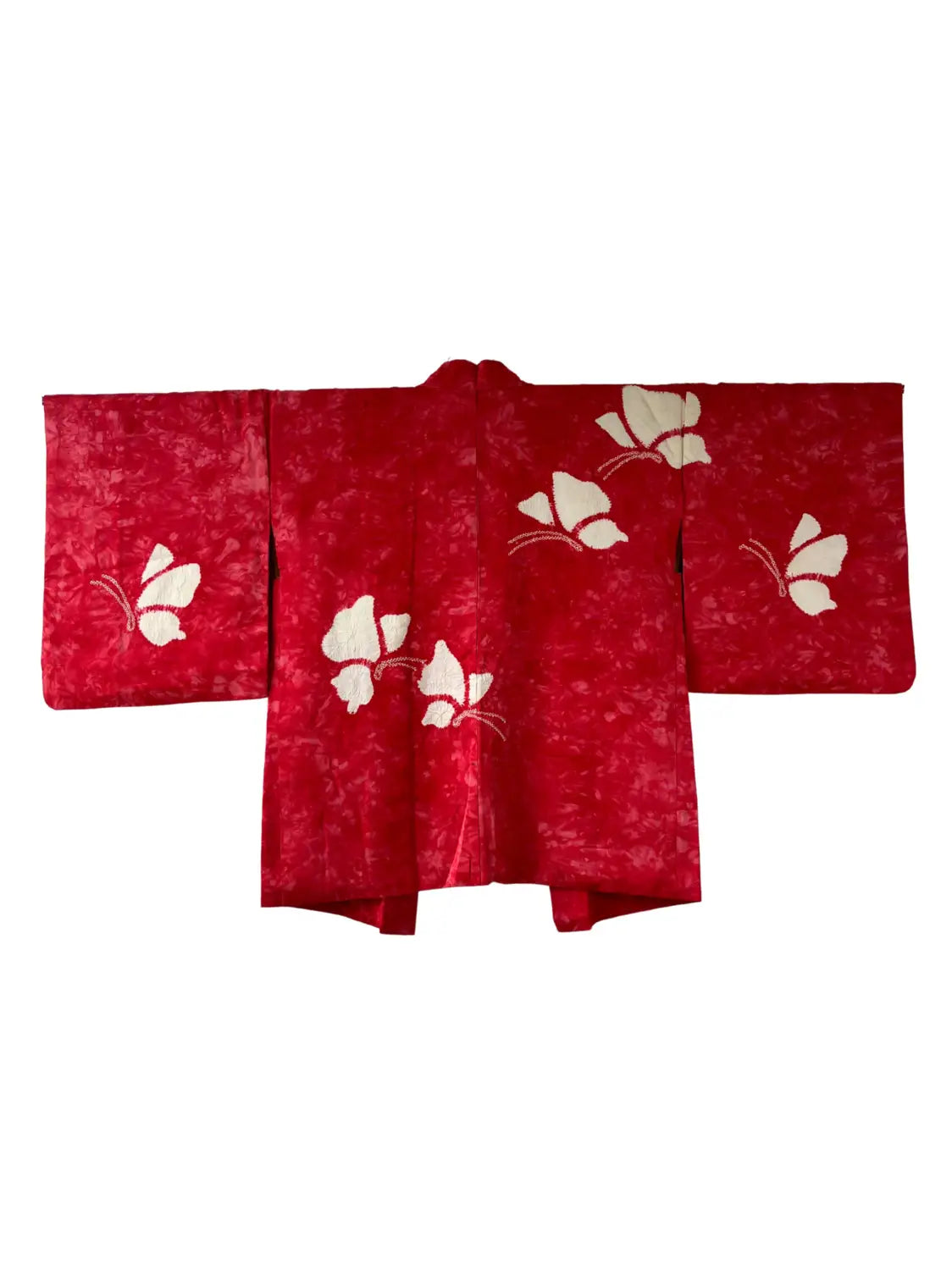 Vintage Color Haori -  Red Shibori Butterfly -