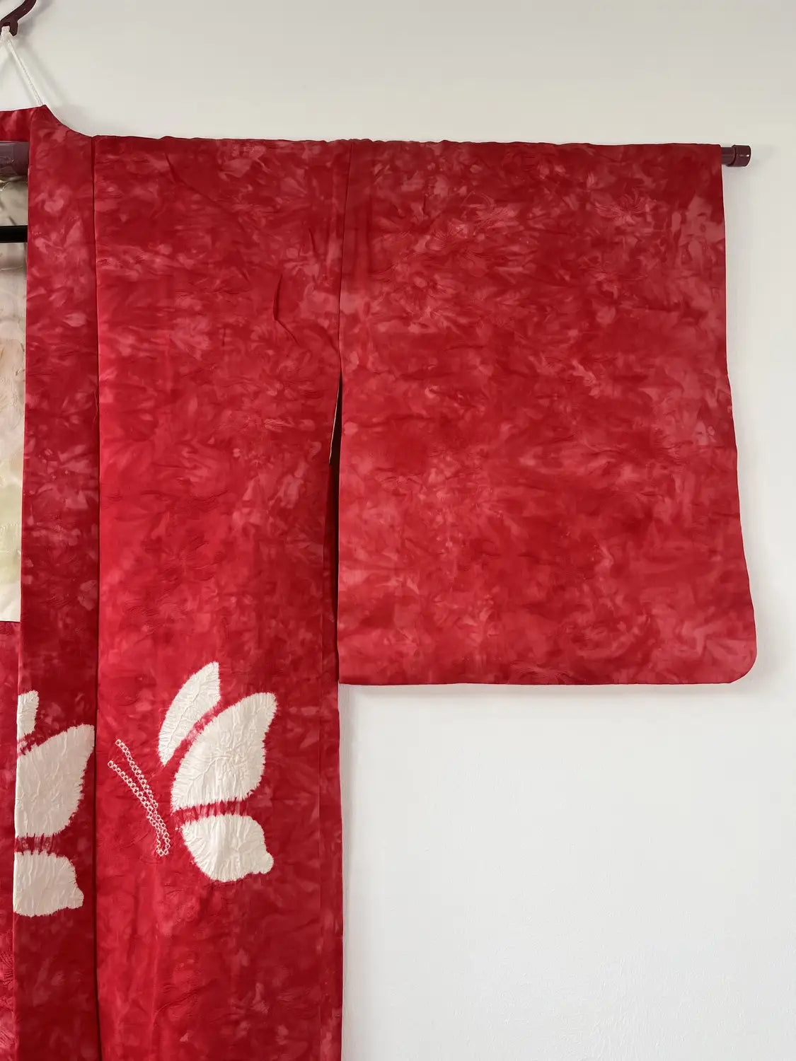 Vintage Color Haori -  Red Shibori Butterfly -
