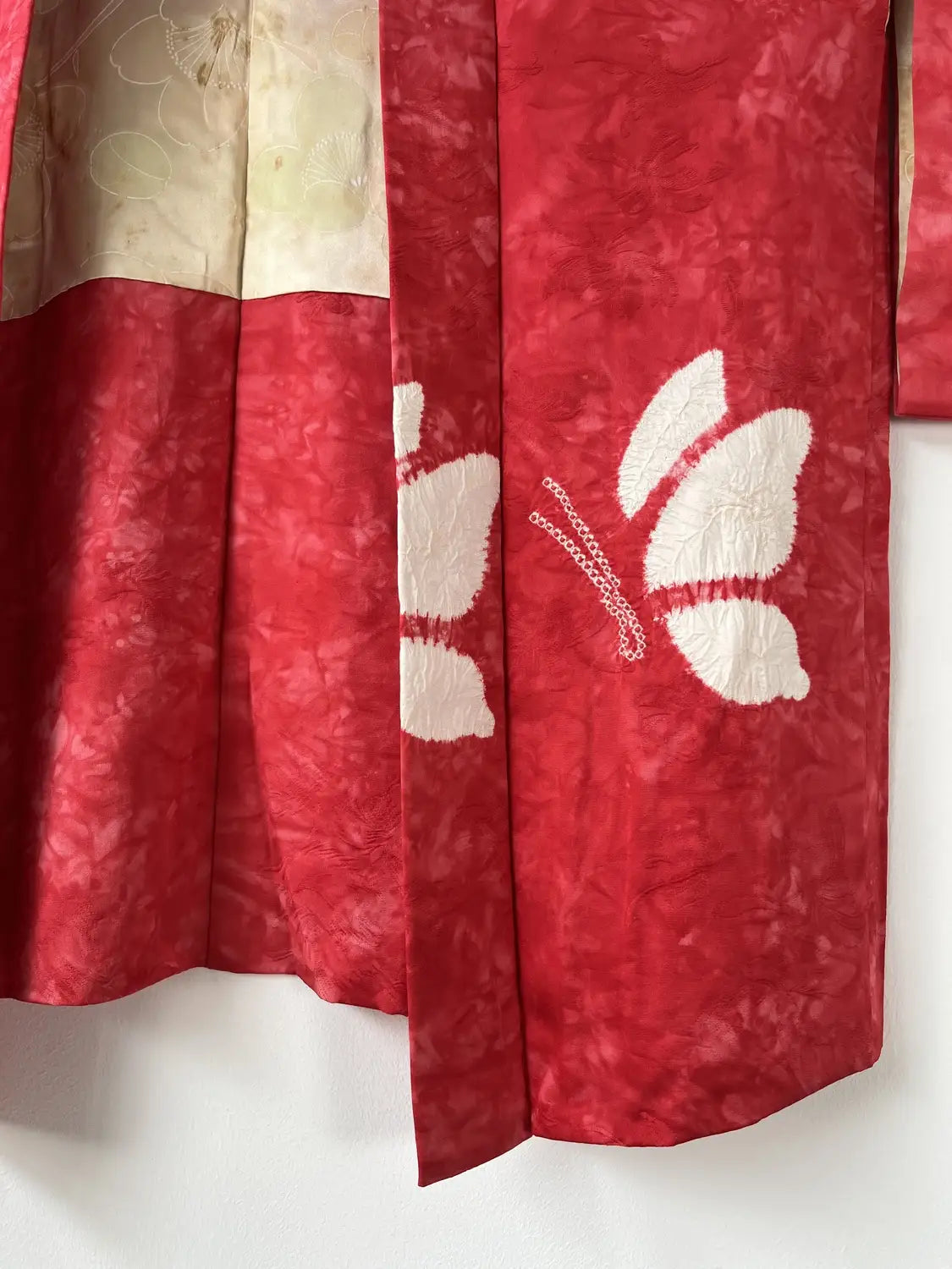 Vintage Color Haori -  Red Shibori Butterfly -