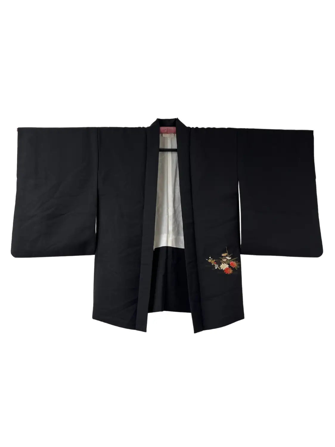 Vintage Black Haori - Flowers Blooming by the Water -