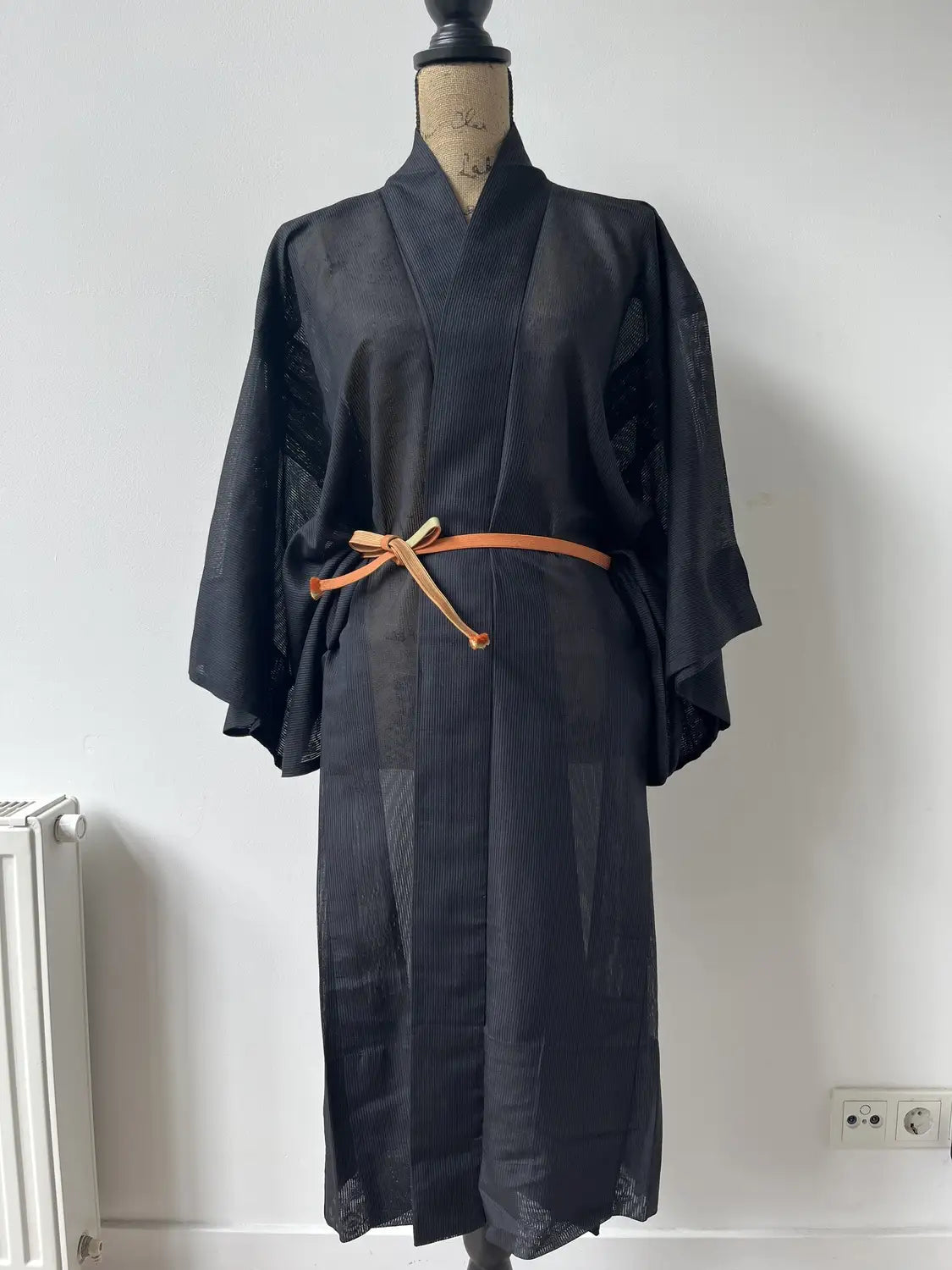 Vintage sheer haori - Black Mens simple -