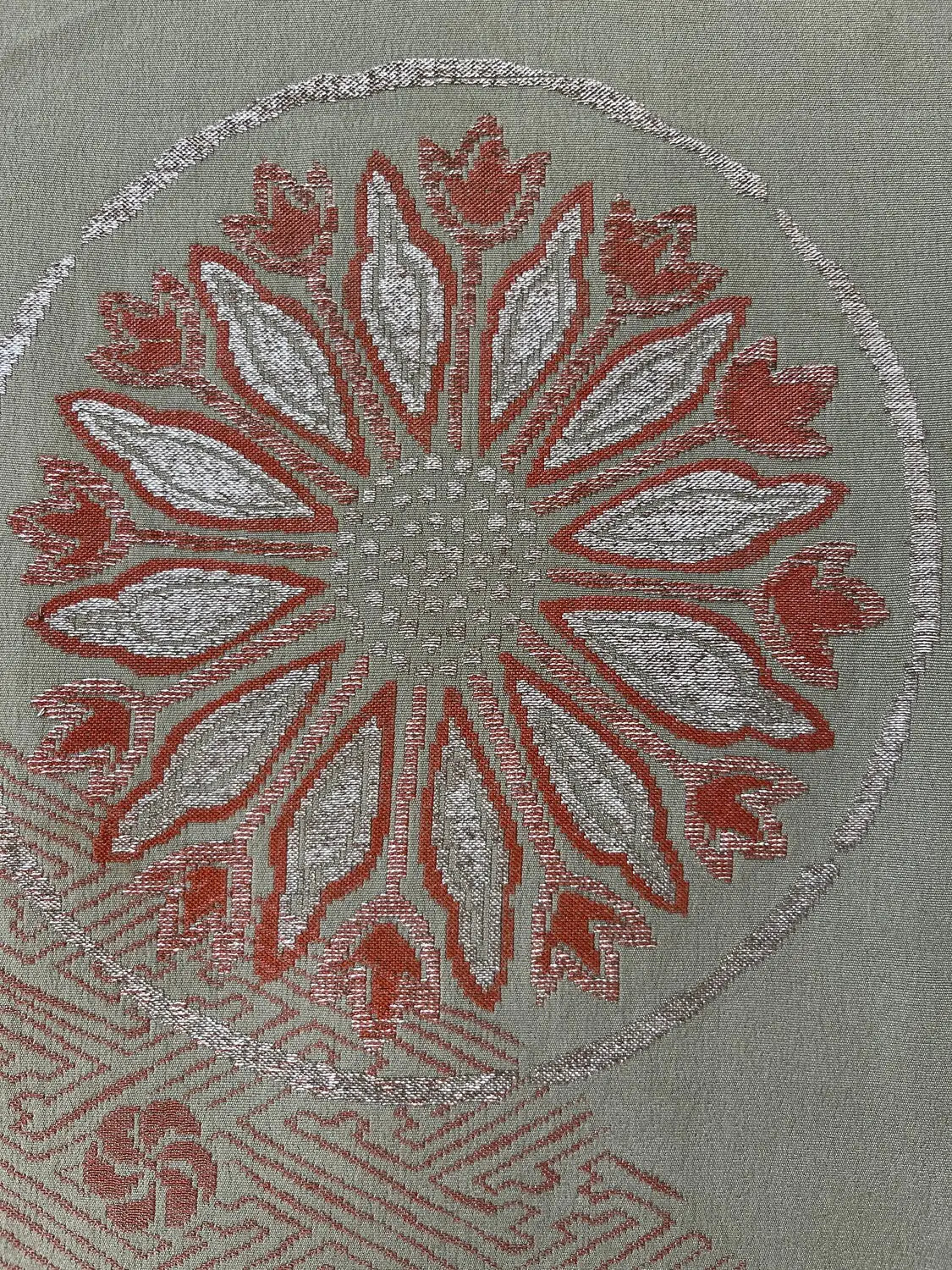 Vintage Color Haori -  Matcha green and azuki red with oriental motifs -