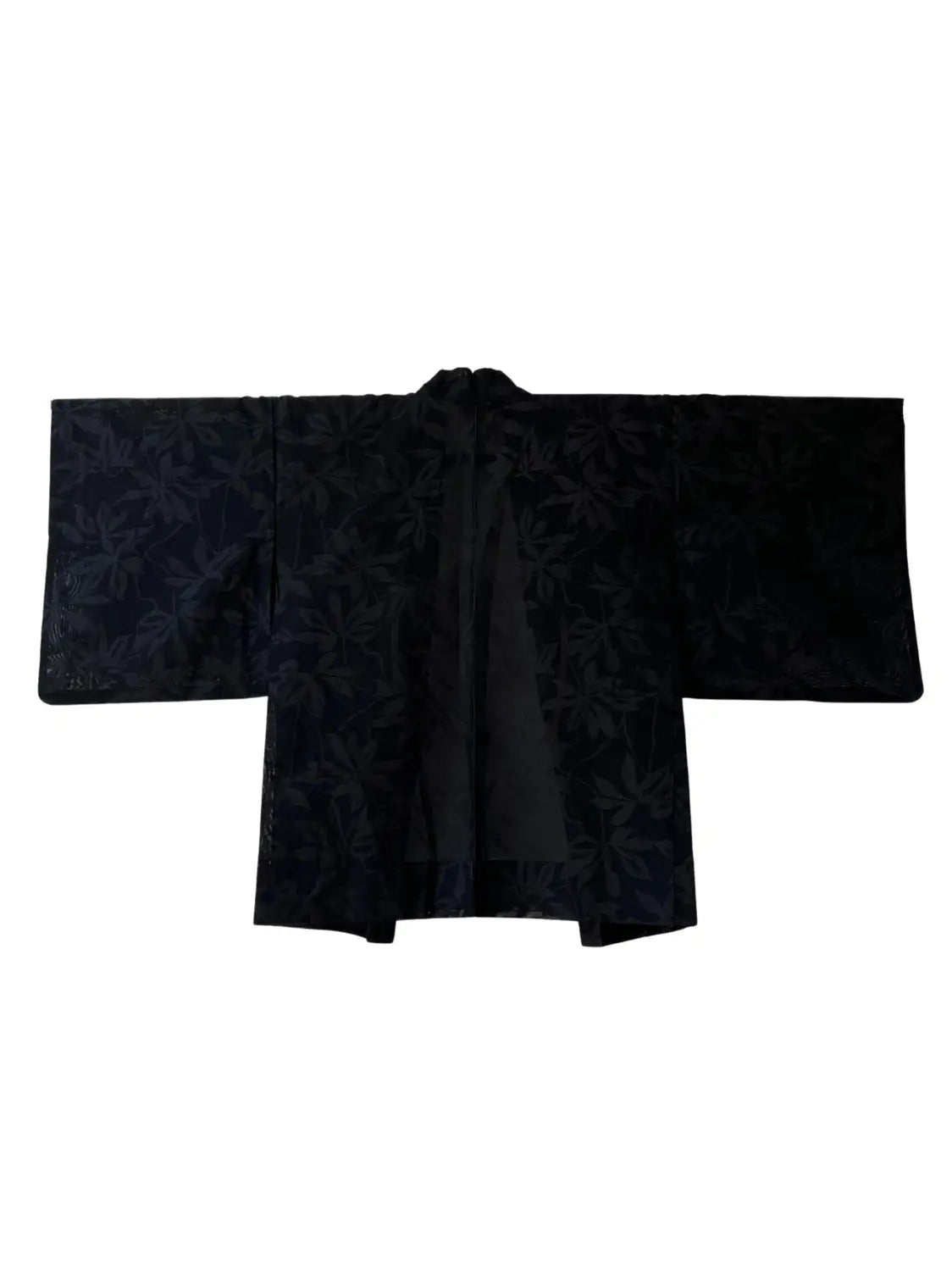 Vintage sheer haori - Black Leaf motif -