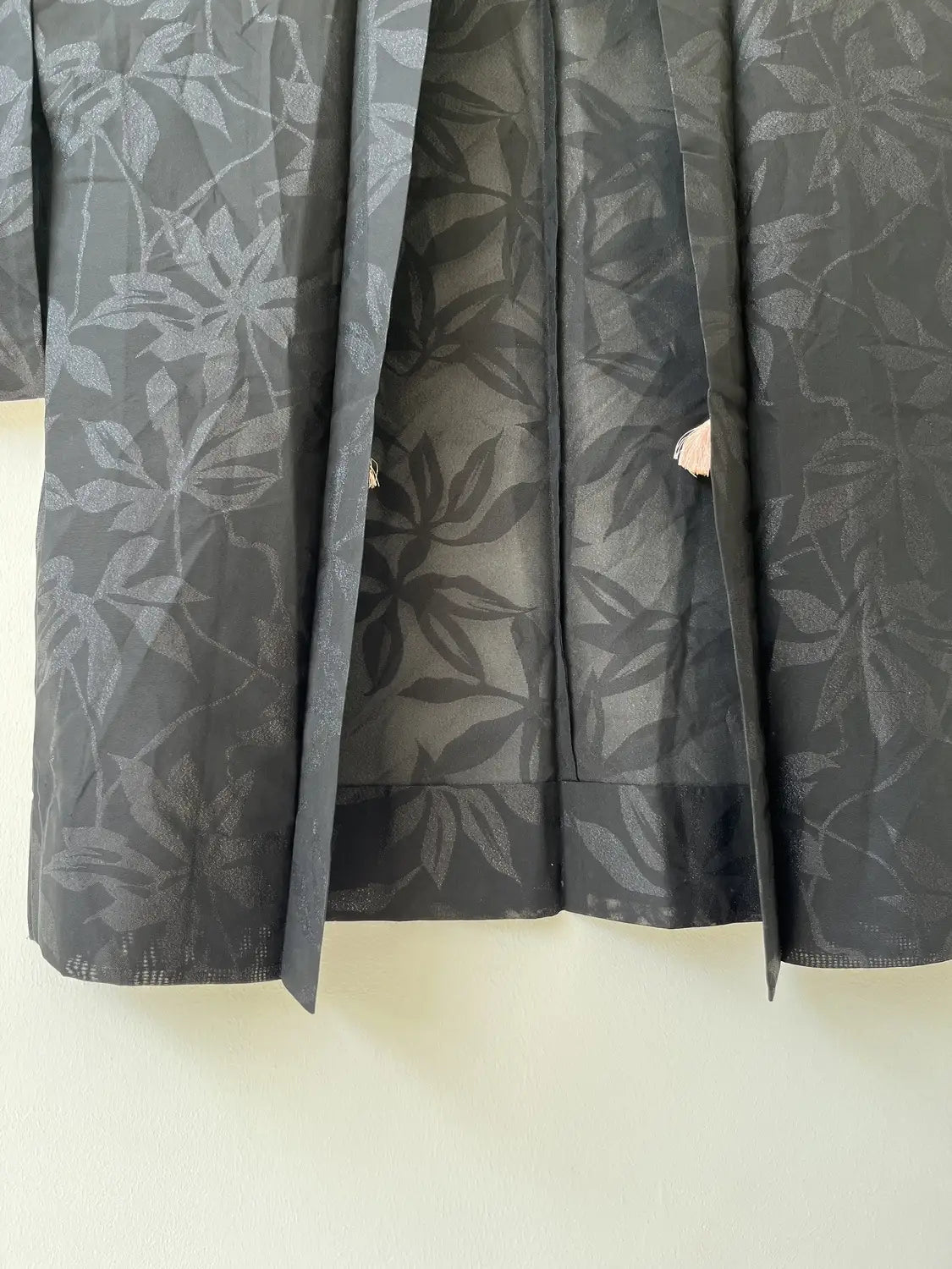 Vintage sheer haori - Black Leaf motif -