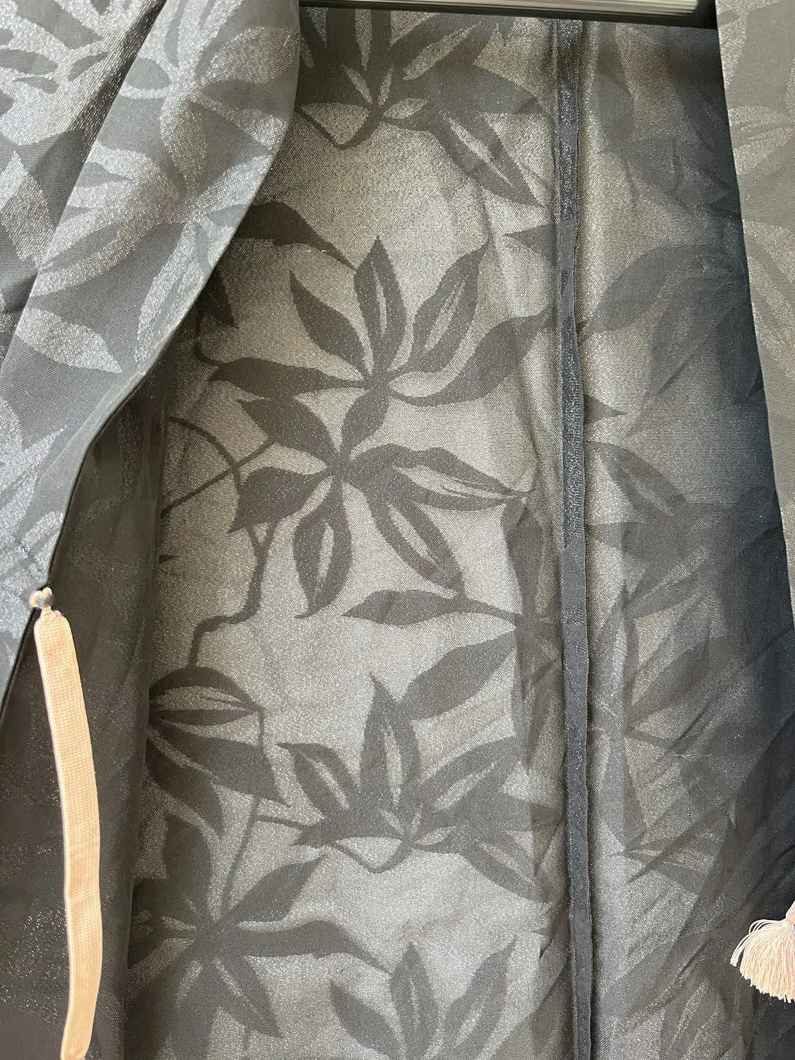 Vintage sheer haori - Black Leaf motif -