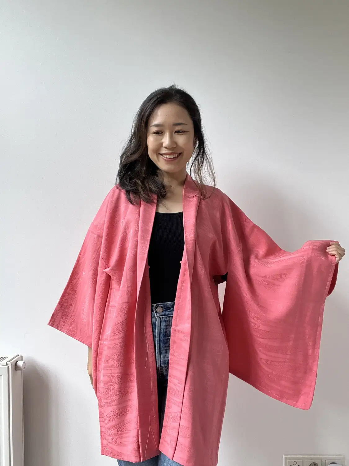 Vintage kleur Haori - Roze waterstroom -