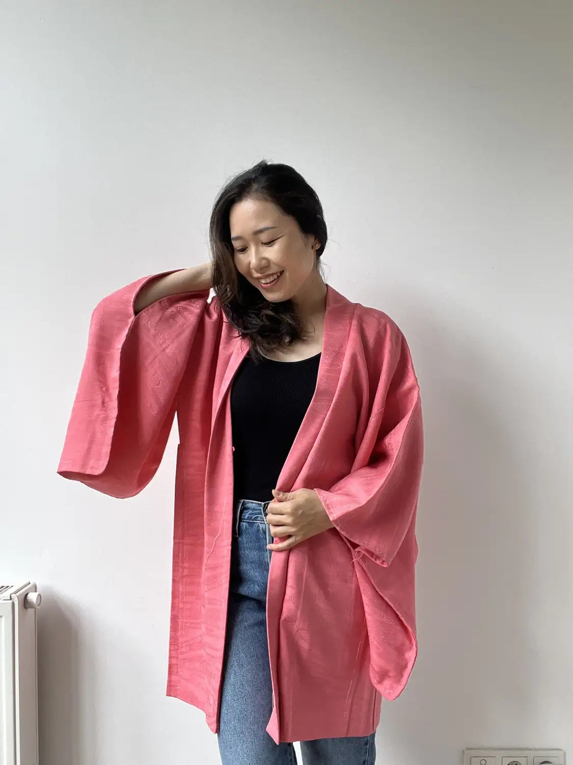 Vintage kleur Haori - Roze waterstroom -