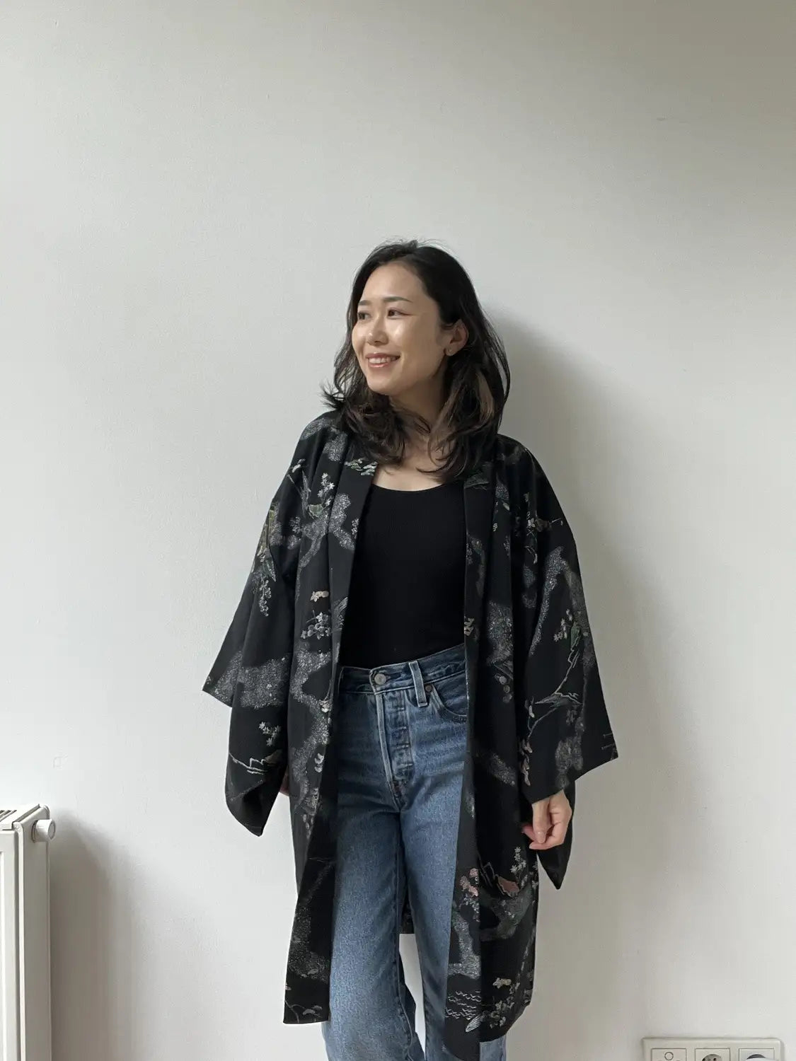 Vintage Schwarzer Haori - Rosho -