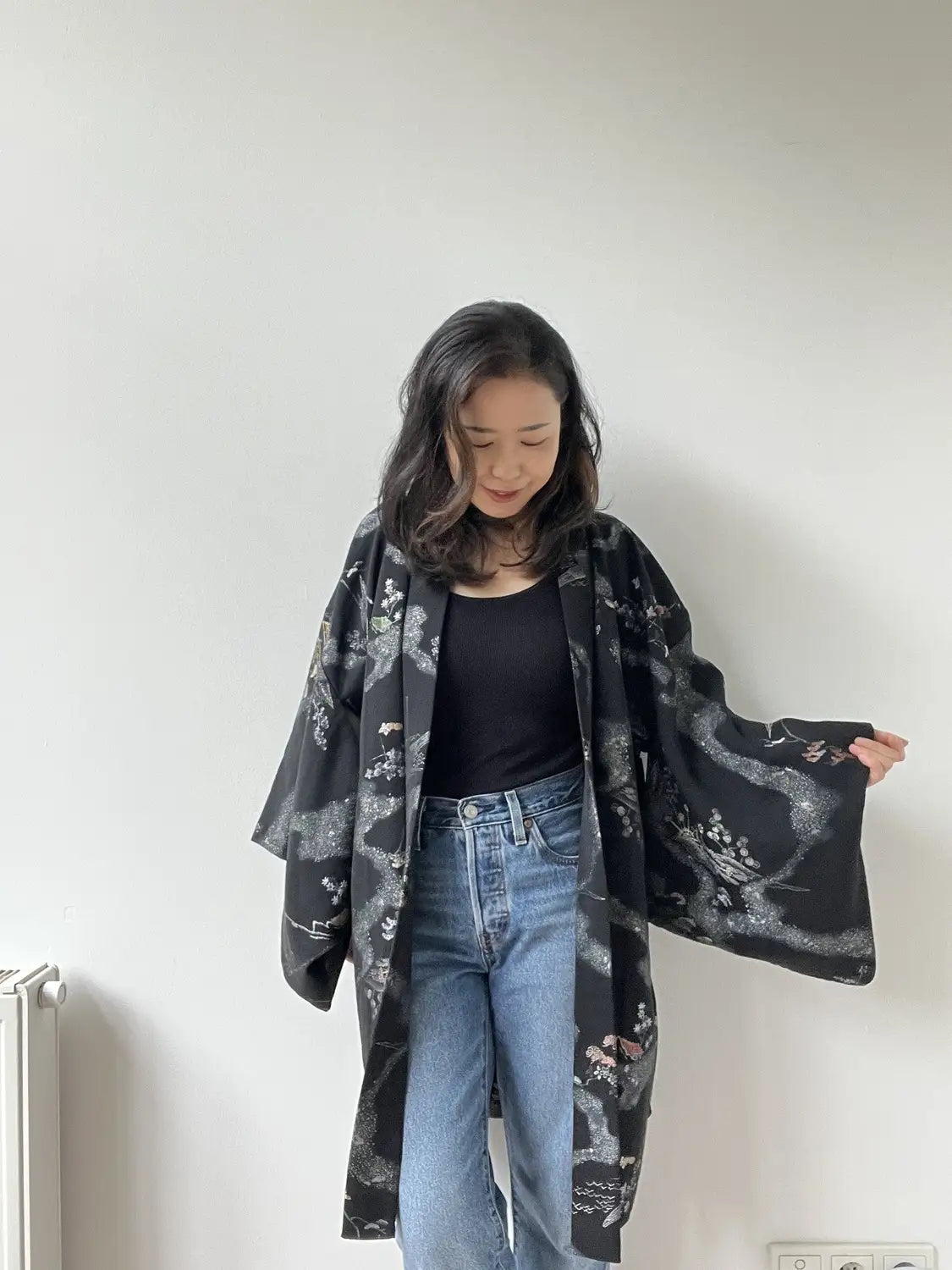 Vintage Schwarzer Haori - Rosho -