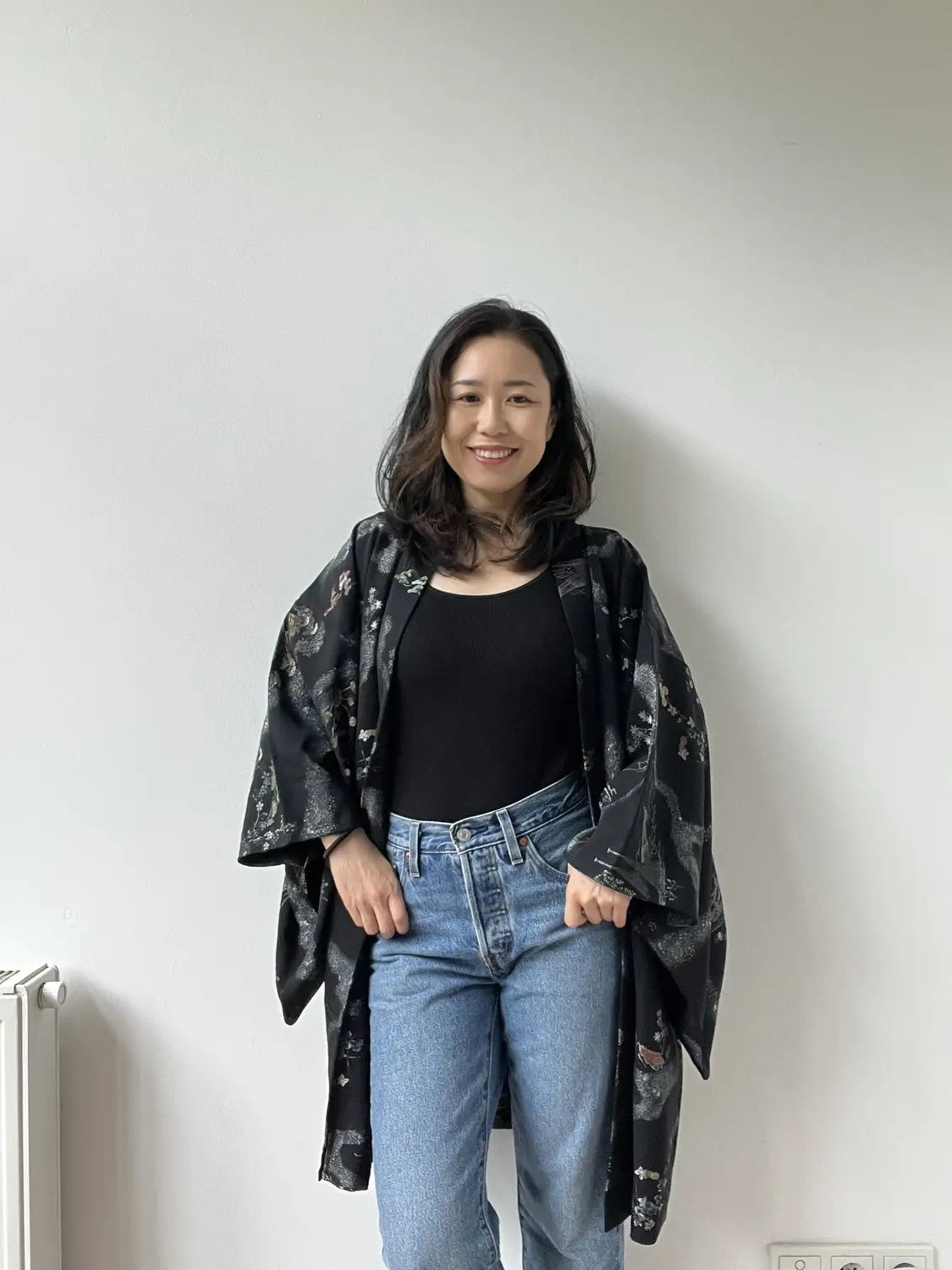 Vintage Schwarzer Haori - Rosho -