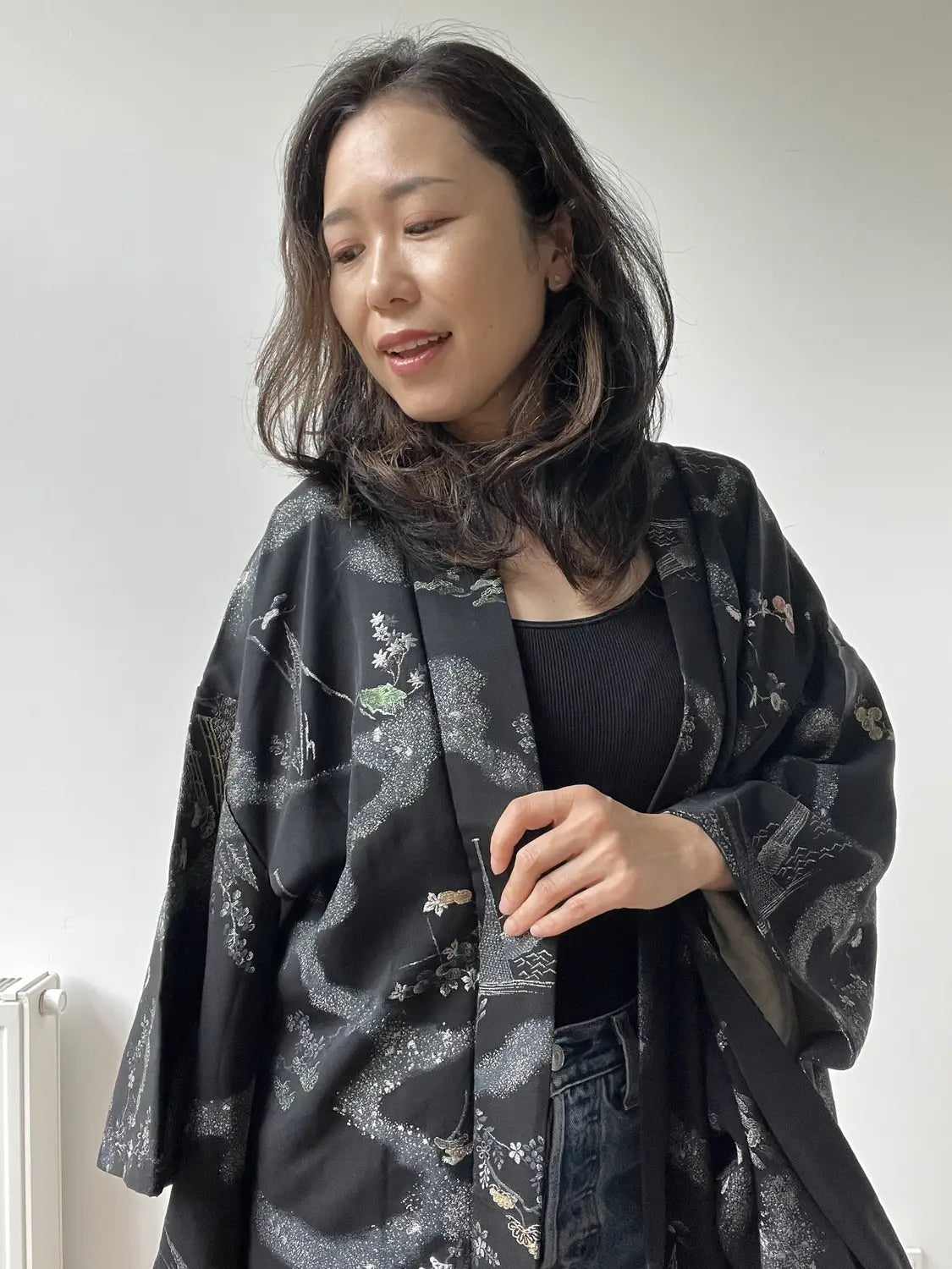 Vintage Schwarzer Haori - Rosho -