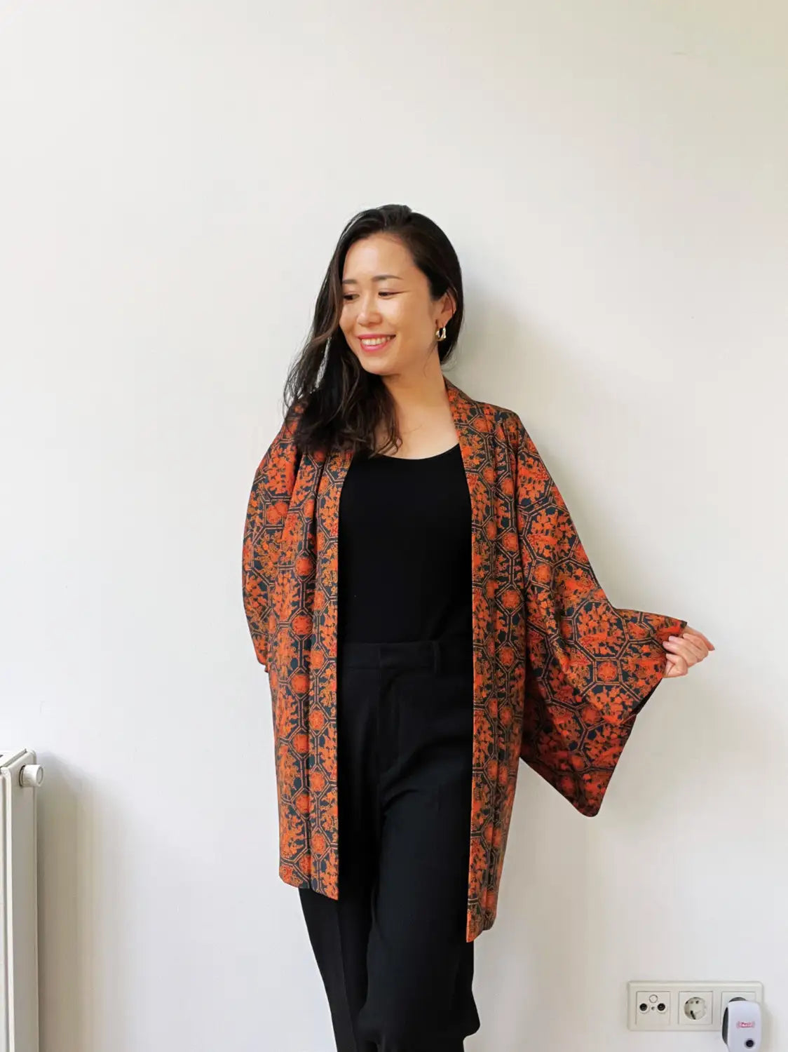 Vintage Color Haori - Navy and Orange – Chirping Little Birds-