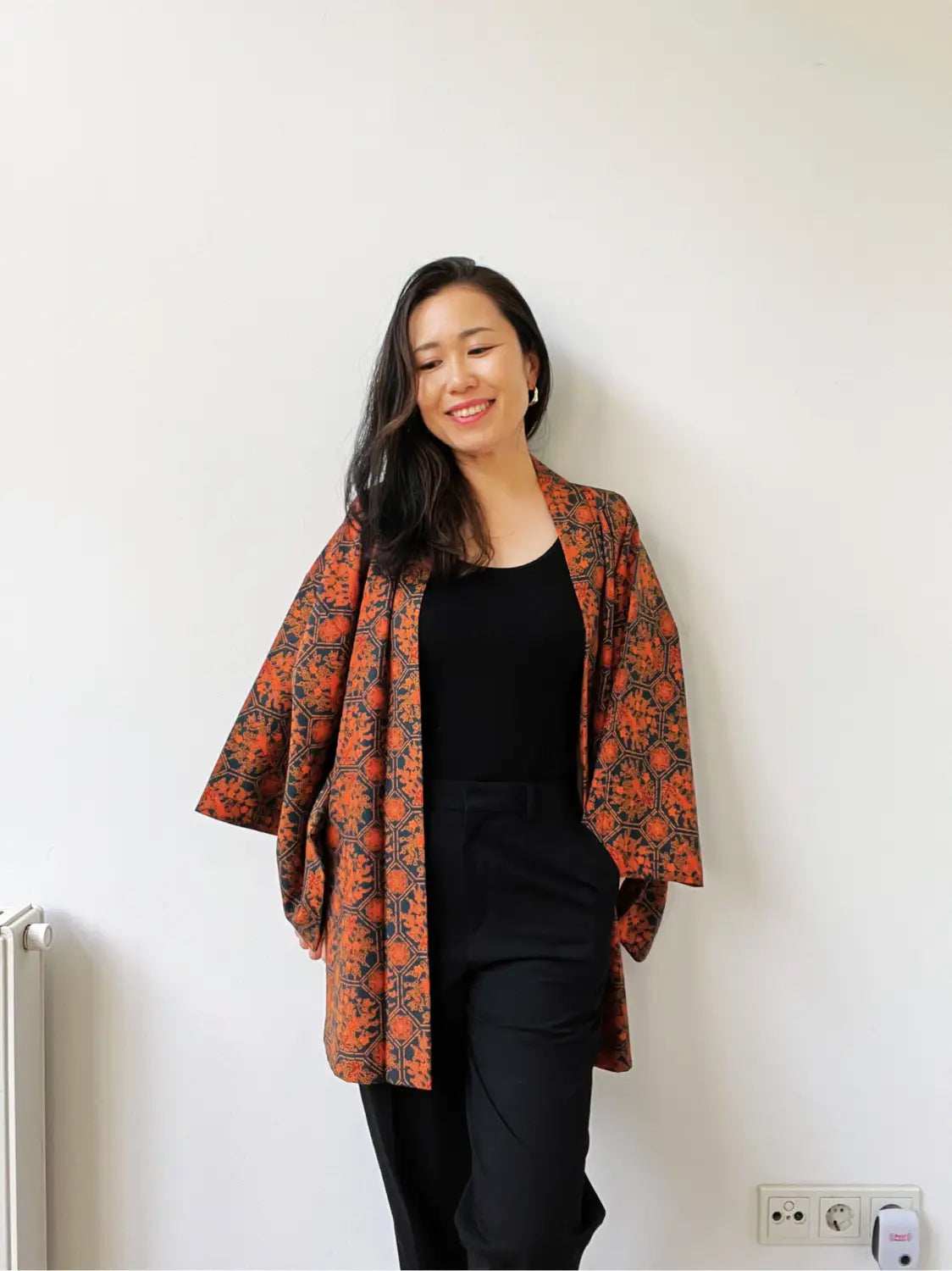 Vintage Color Haori - Navy and Orange – Chirping Little Birds-