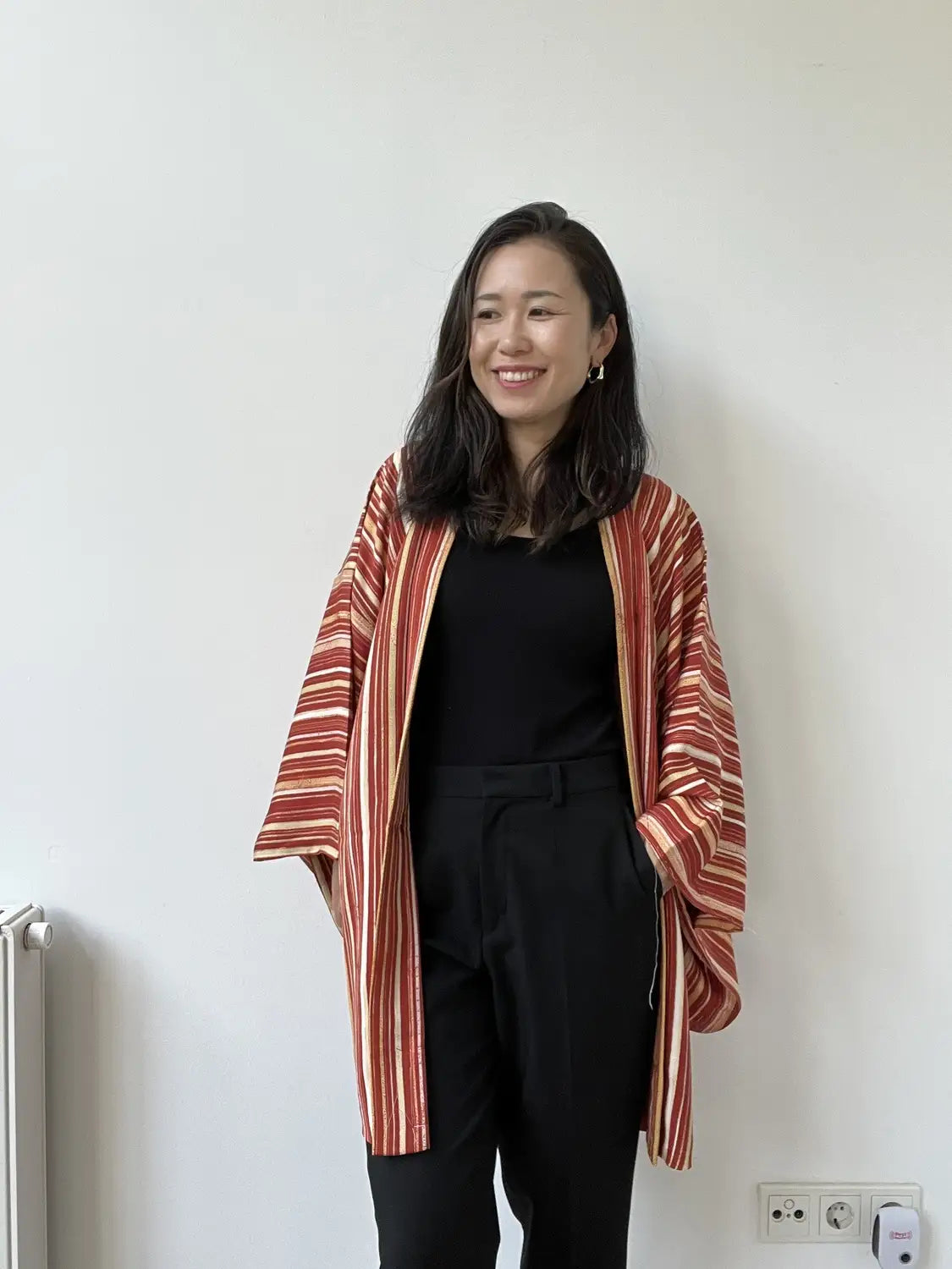 Vintage Color Haori - Red Yoroke Stripe-