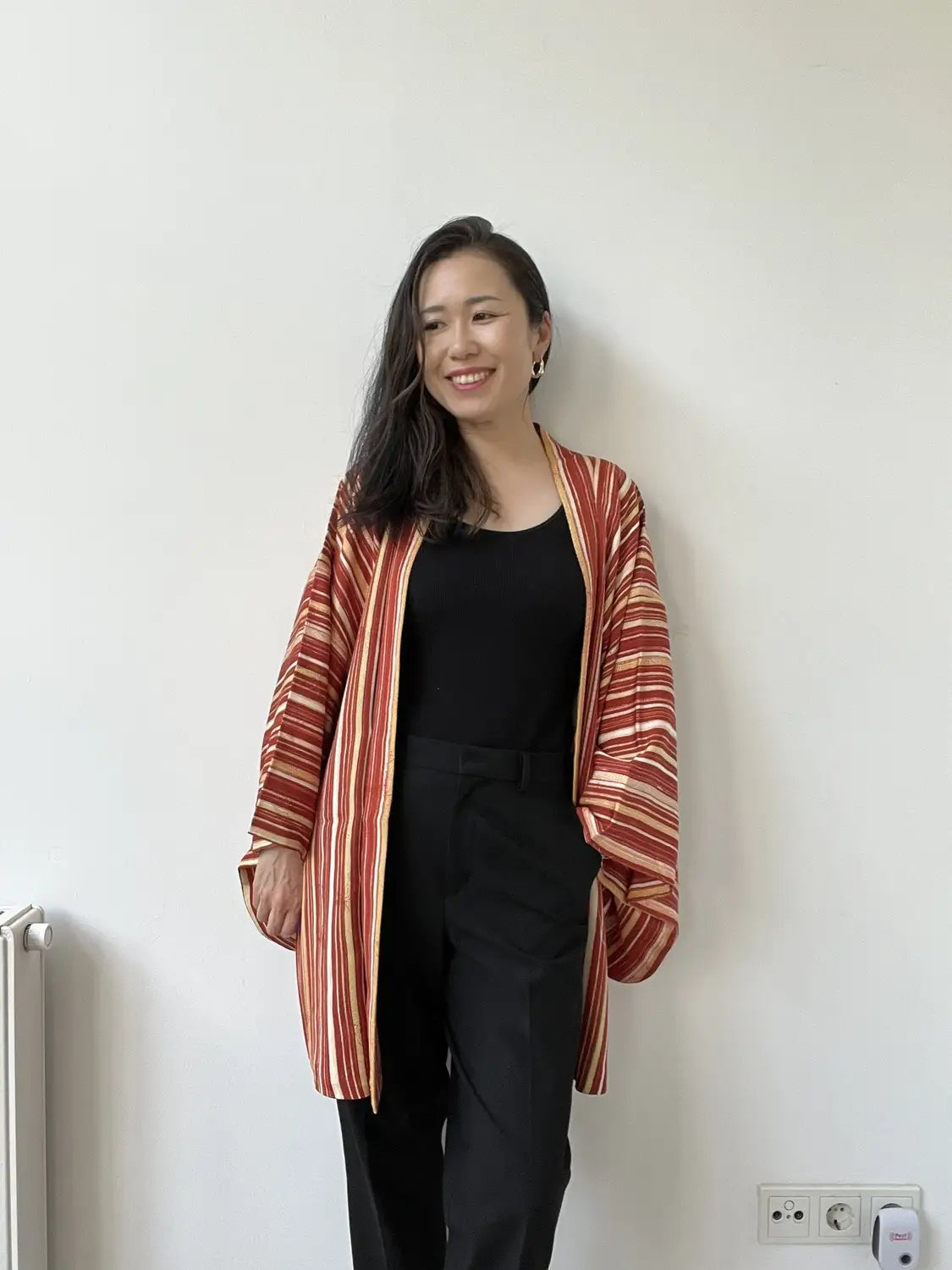 Vintage Color Haori - Red Yoroke Stripe-