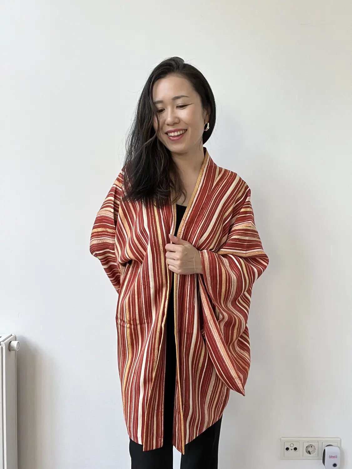 Vintage Color Haori - Red Yoroke Stripe-