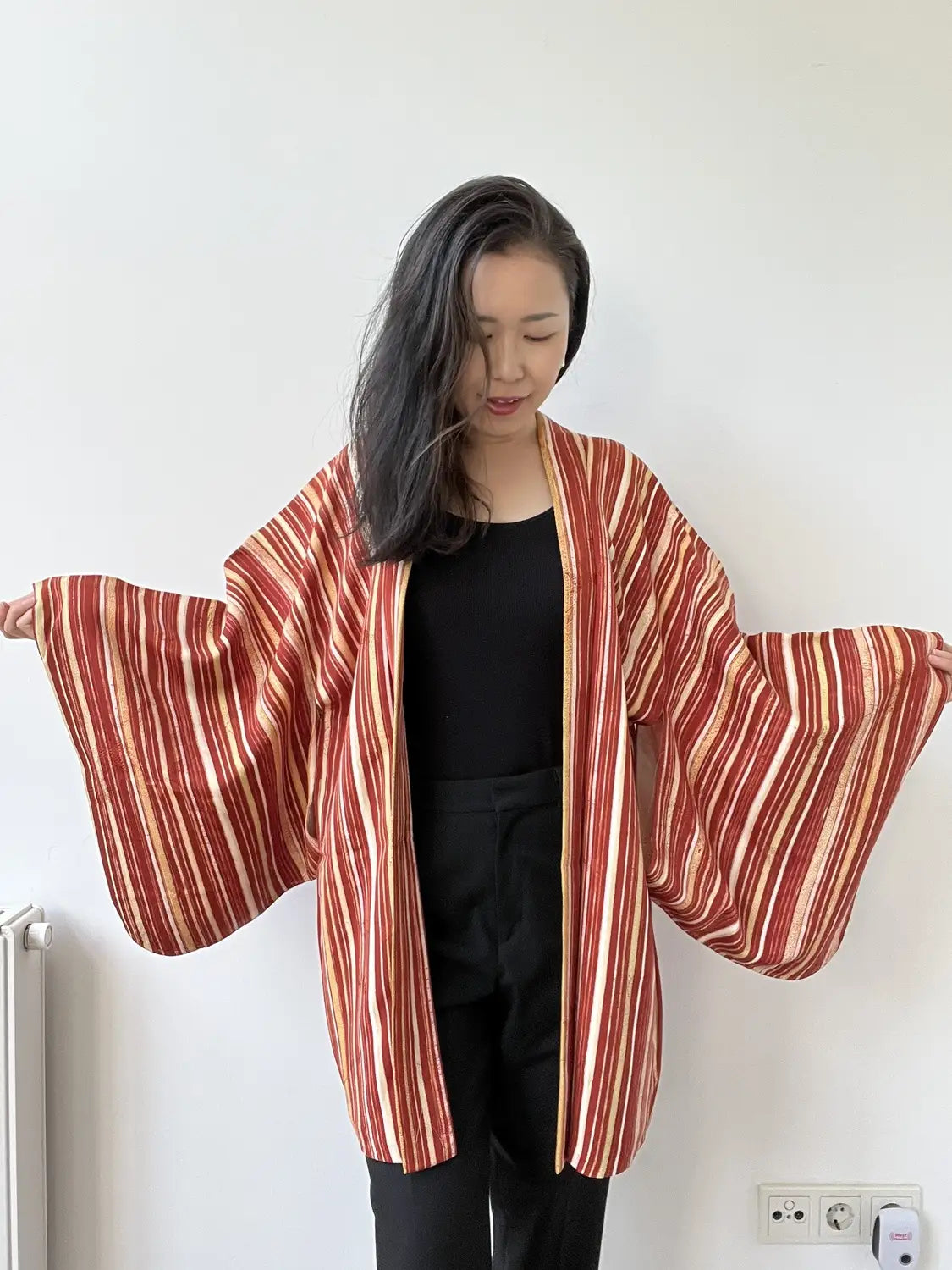 Vintage Color Haori - Red Yoroke Stripe-