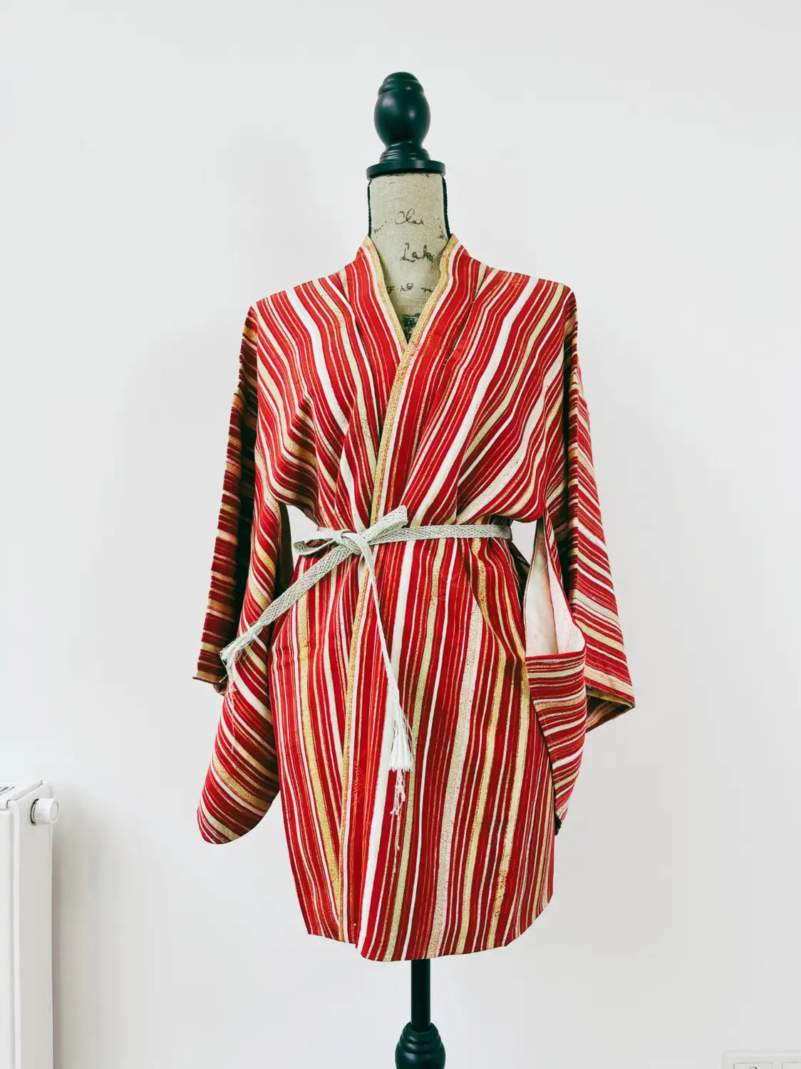 Vintage Color Haori - Red Yoroke Stripe-