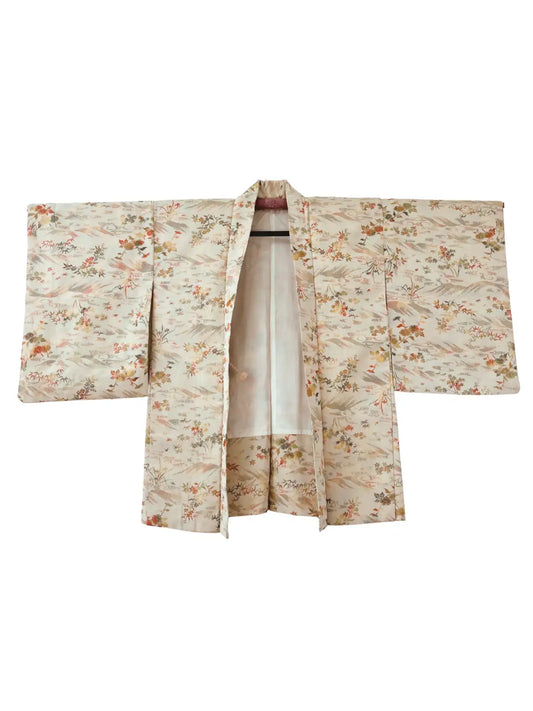 Vintage kleur Haori - Crèmewit – Landschap afgebeeld in Majolica Omeshi -