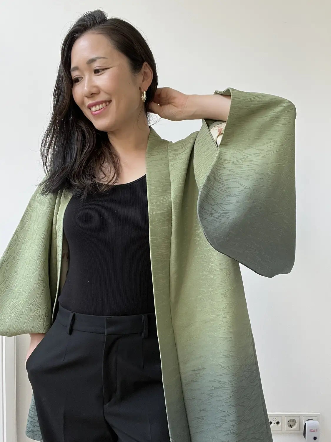 Vintage kleur Haori - Groene Samurai Processie -