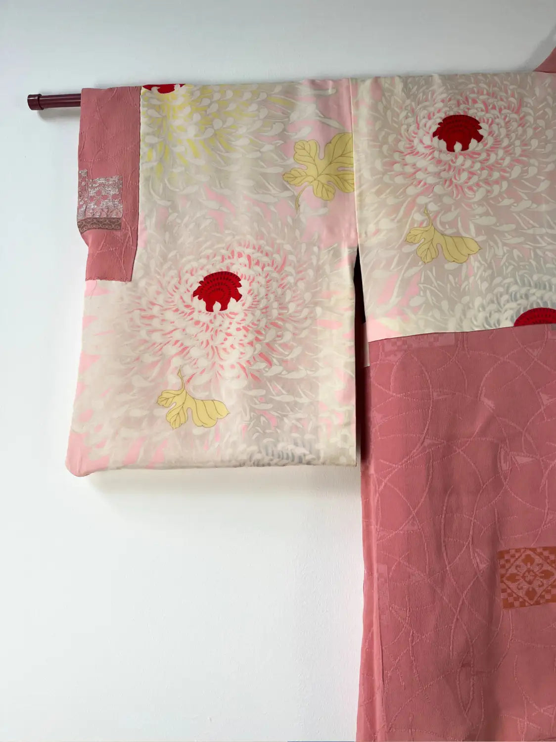 Vintage kleur Haori - Roze kiku (chrysant) -