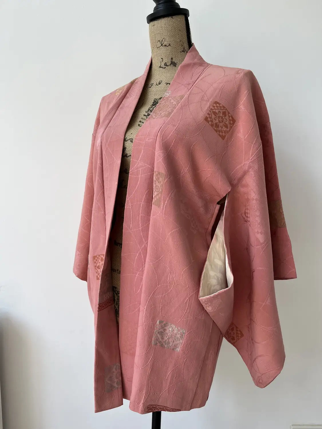 Vintage kleur Haori - Roze kiku (chrysant) -