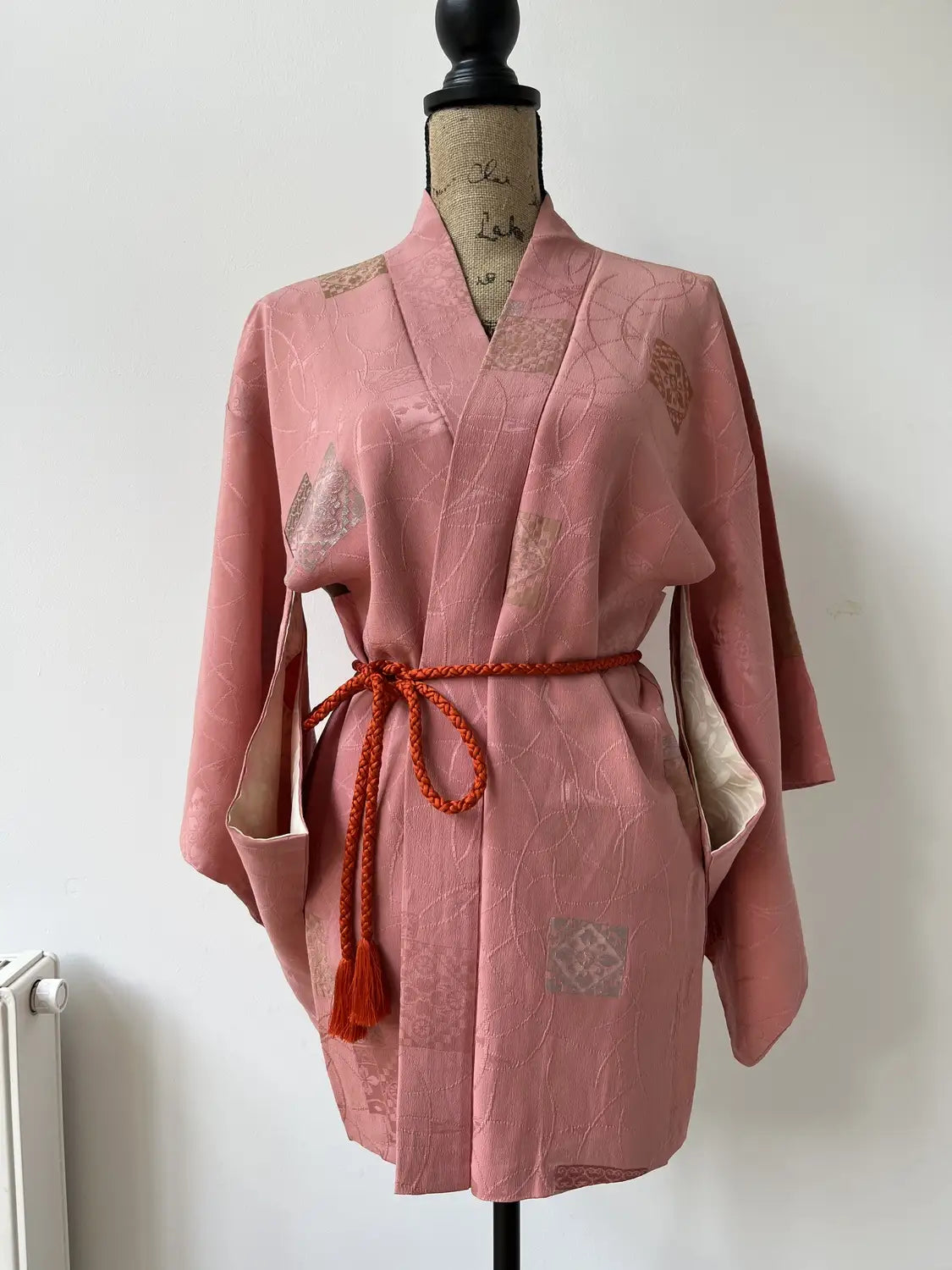 Vintage kleur Haori - Roze kiku (chrysant) -