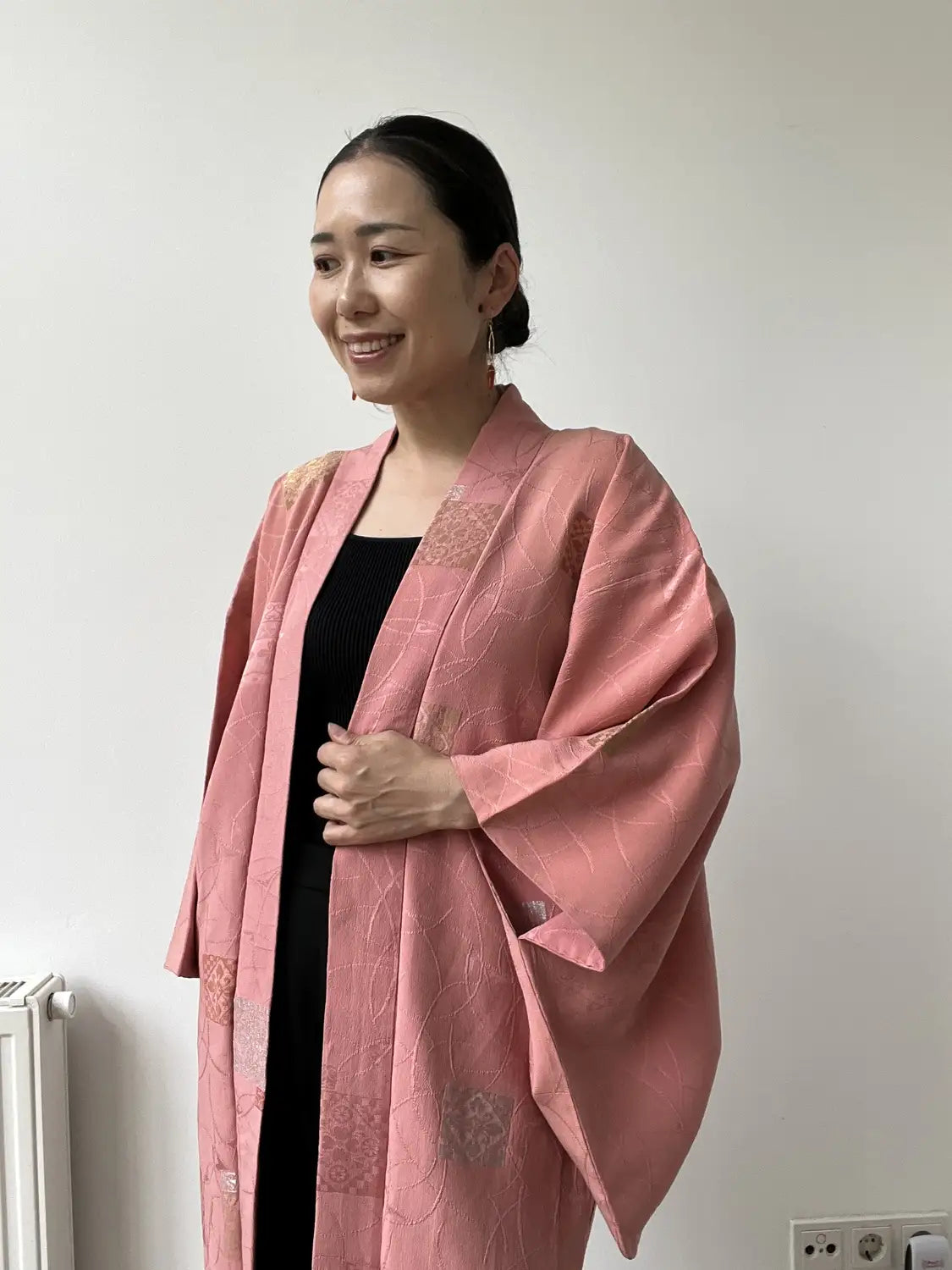 Vintage kleur Haori - Roze kiku (chrysant) -