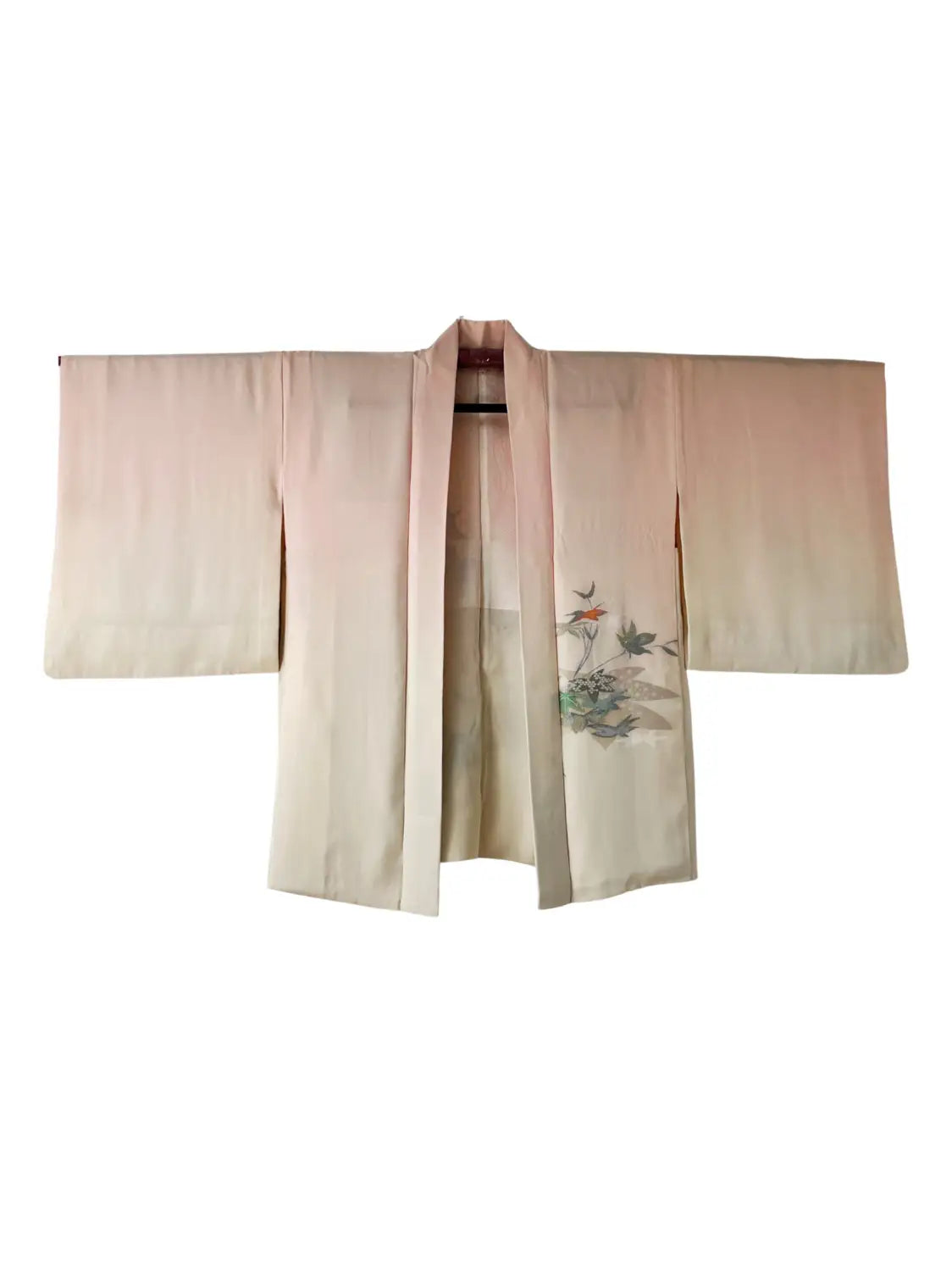 Vintage Color Haori -  White a maple tree in embroidery -