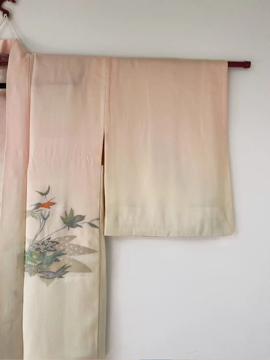 Vintage Color Haori -  White a maple tree in embroidery -