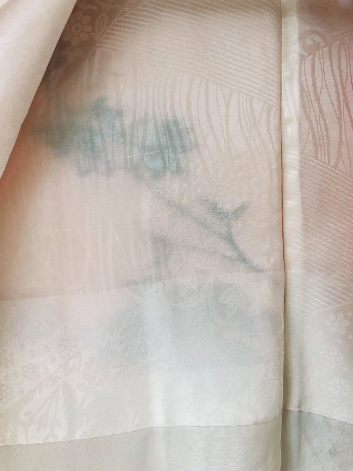 Vintage Color Haori -  White a maple tree in embroidery -