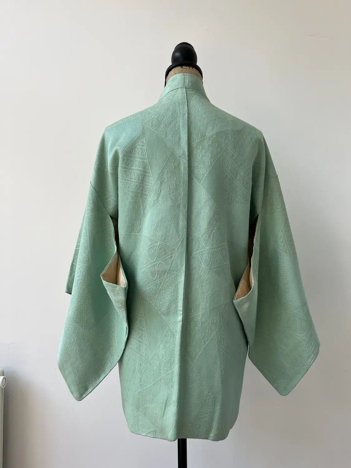 Vintage kleur Haori - Groene en gouden bloem -