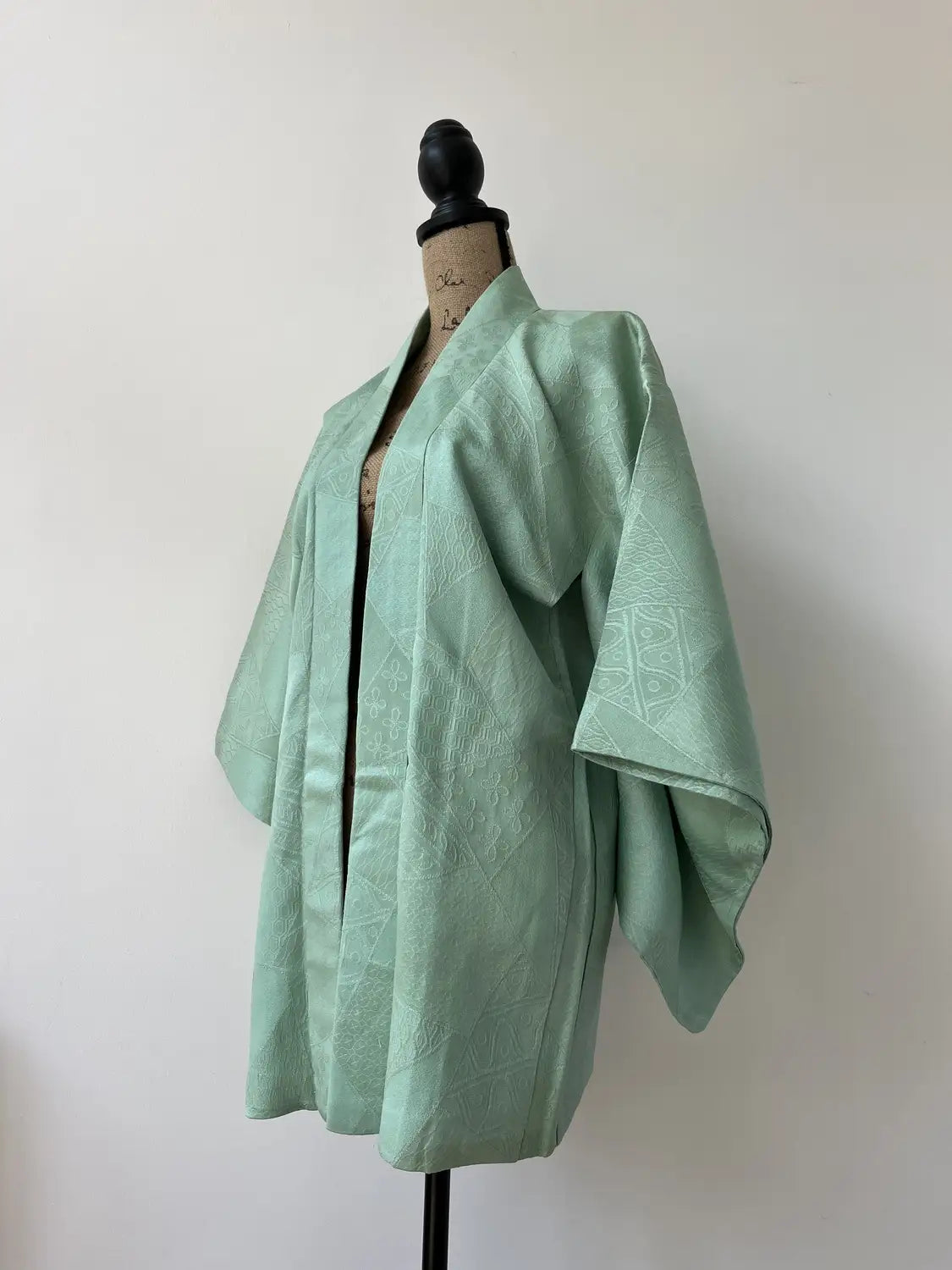 Vintage kleur Haori - Groene en gouden bloem -