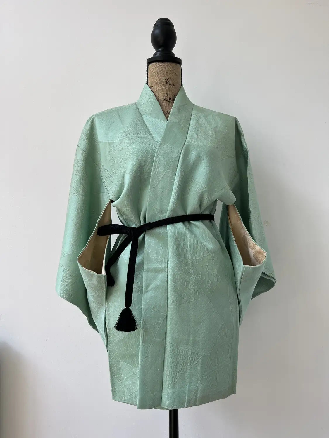 Vintage kleur Haori - Groene en gouden bloem -