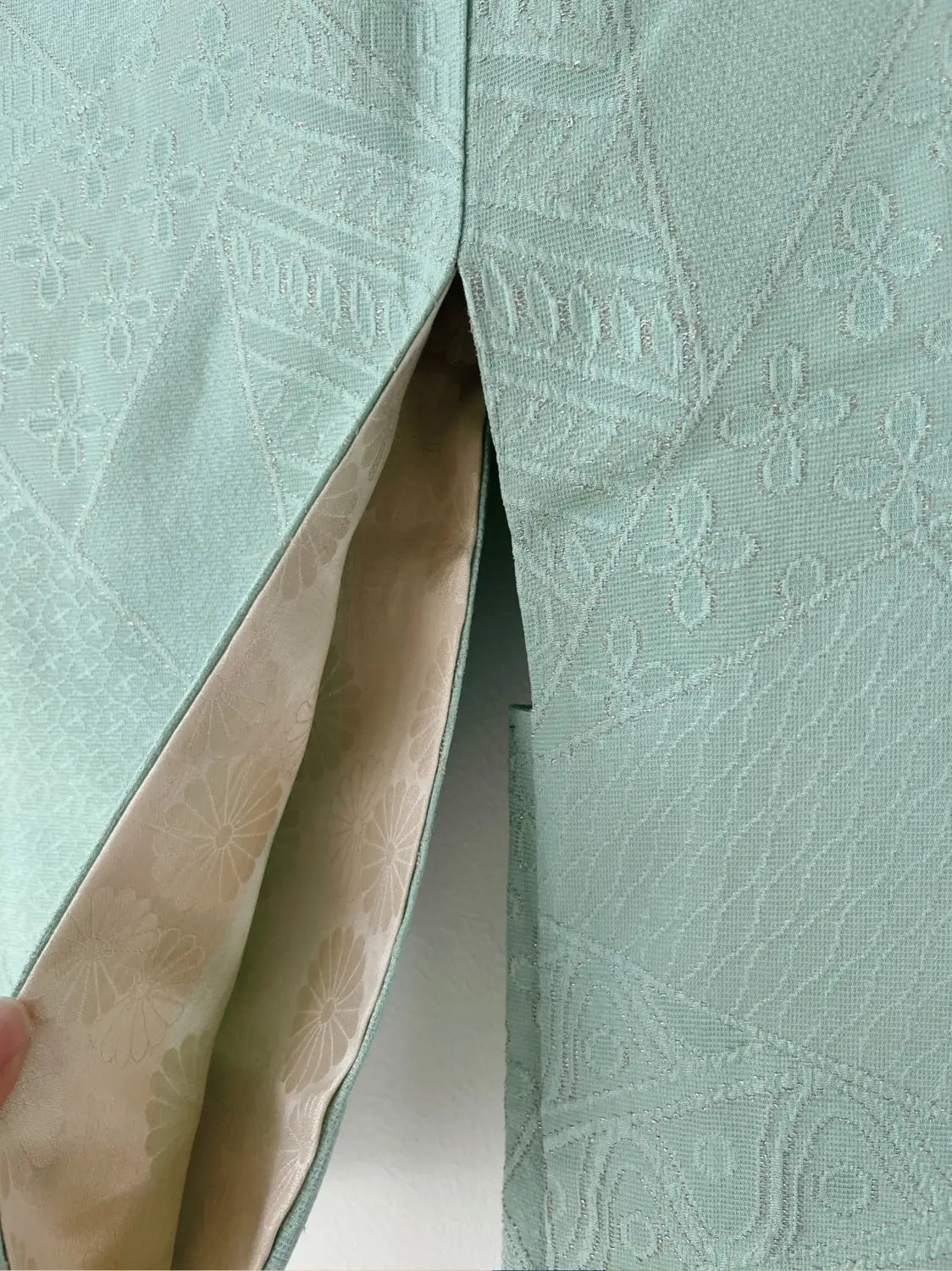 Vintage kleur Haori - Groene en gouden bloem -