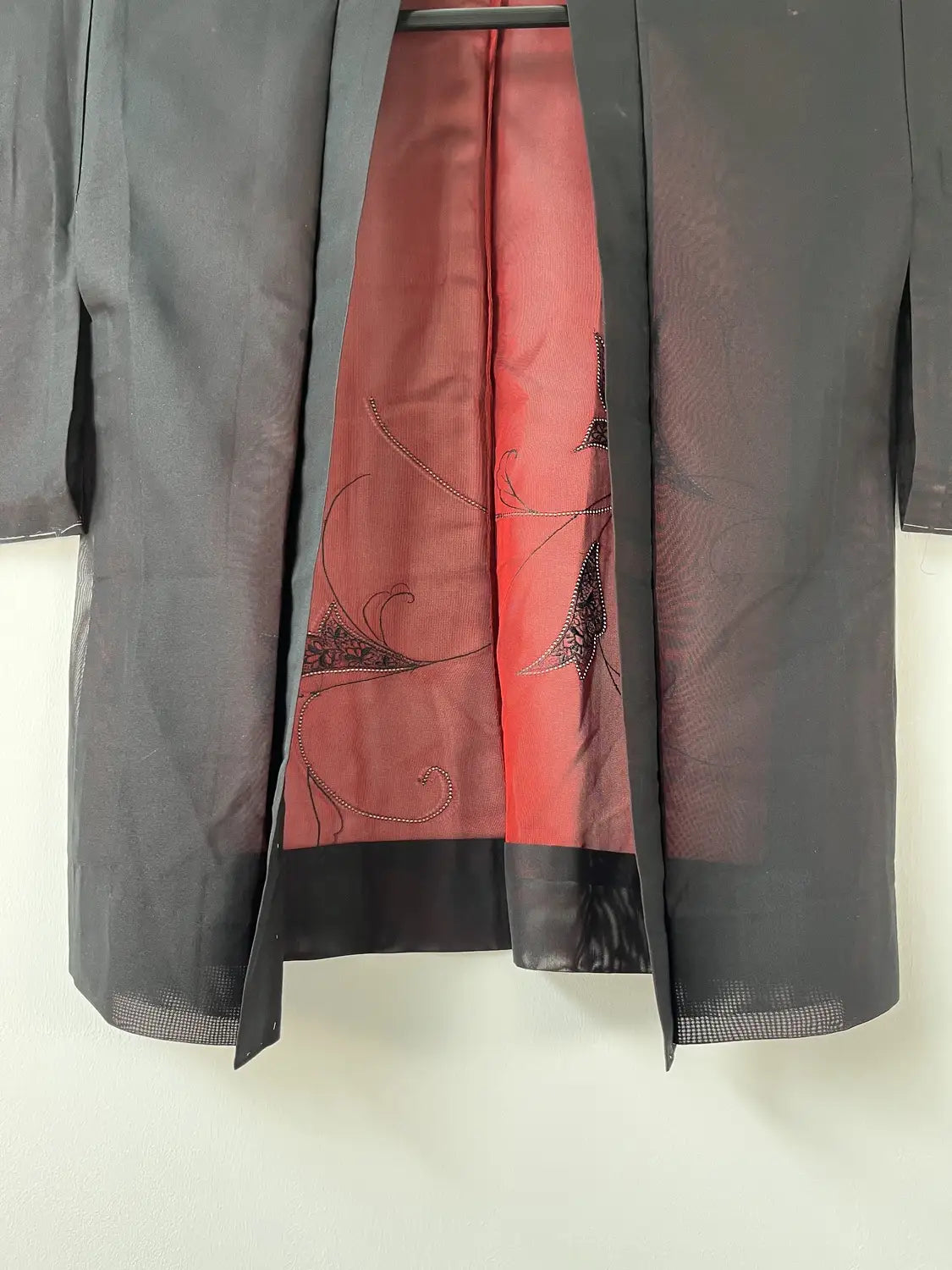 Vintage sheer haori - Black & Red -