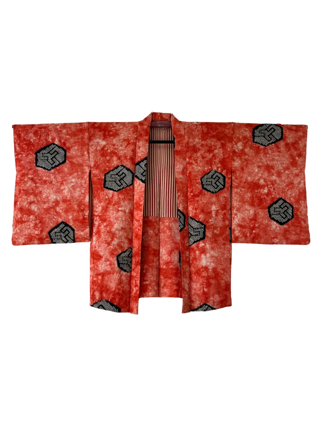Vintage Color Haori -  Red Kanoko kikko Shibori -