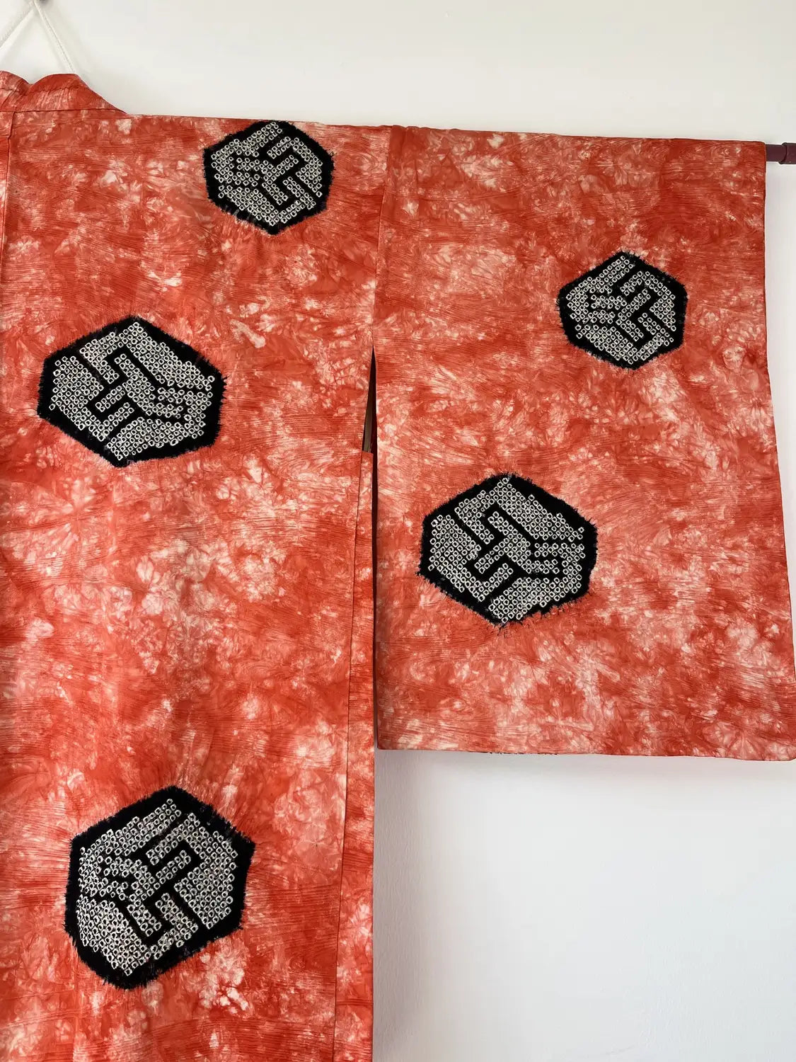 Vintage Color Haori -  Red Kanoko kikko Shibori -