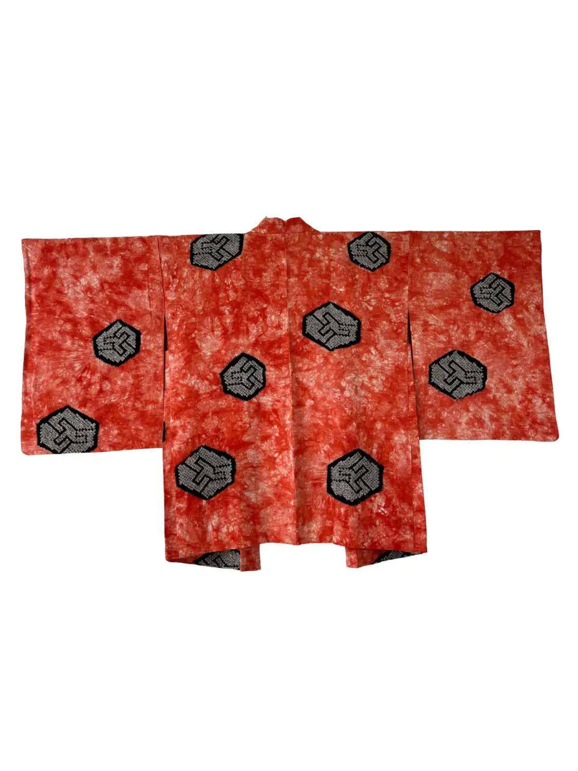 Vintage Color Haori -  Red Kanoko kikko Shibori -