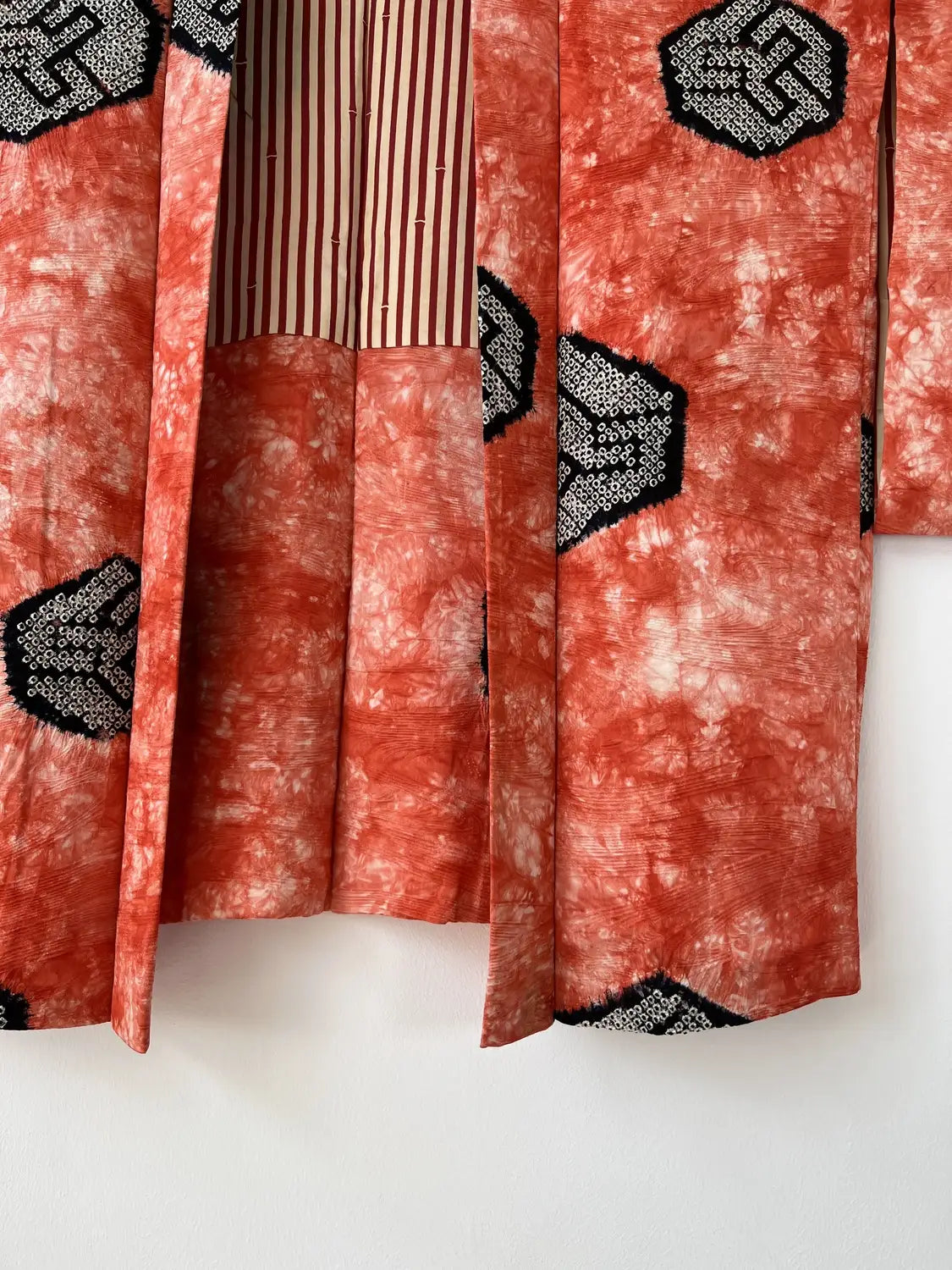 Vintage Color Haori -  Red Kanoko kikko Shibori -