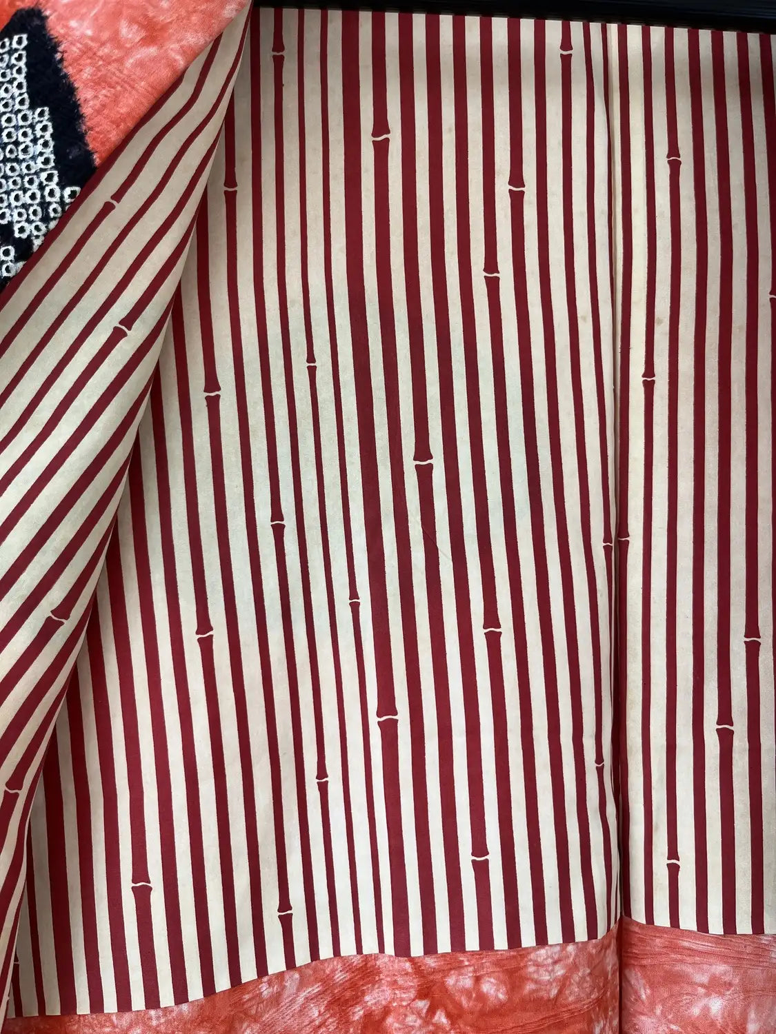 Vintage Color Haori -  Red Kanoko kikko Shibori -